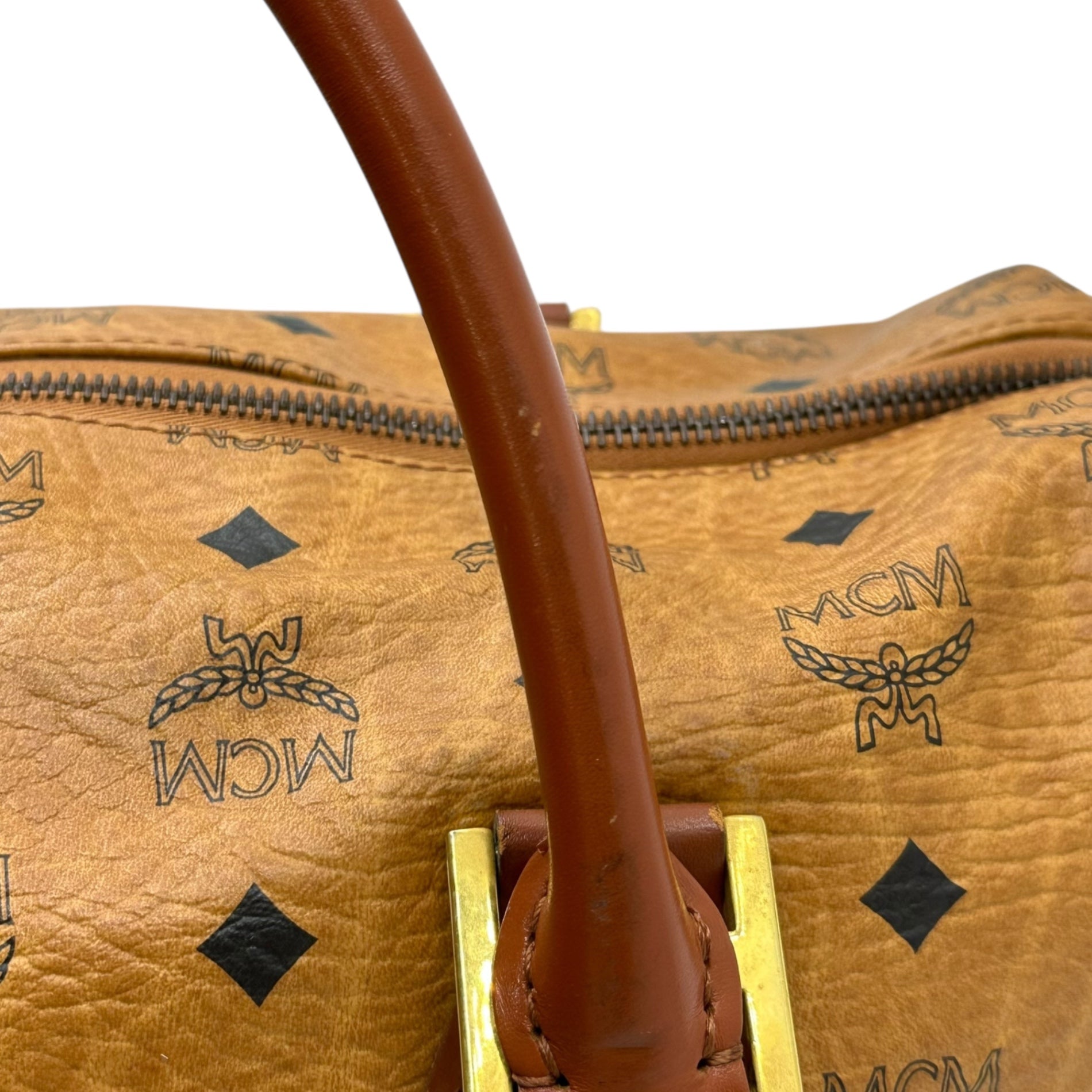 MCM(エムシーエム) 2way Shoulder Mini Boston Bag ショルダー ミニ ボストン バッグ ブラウン ririジップ