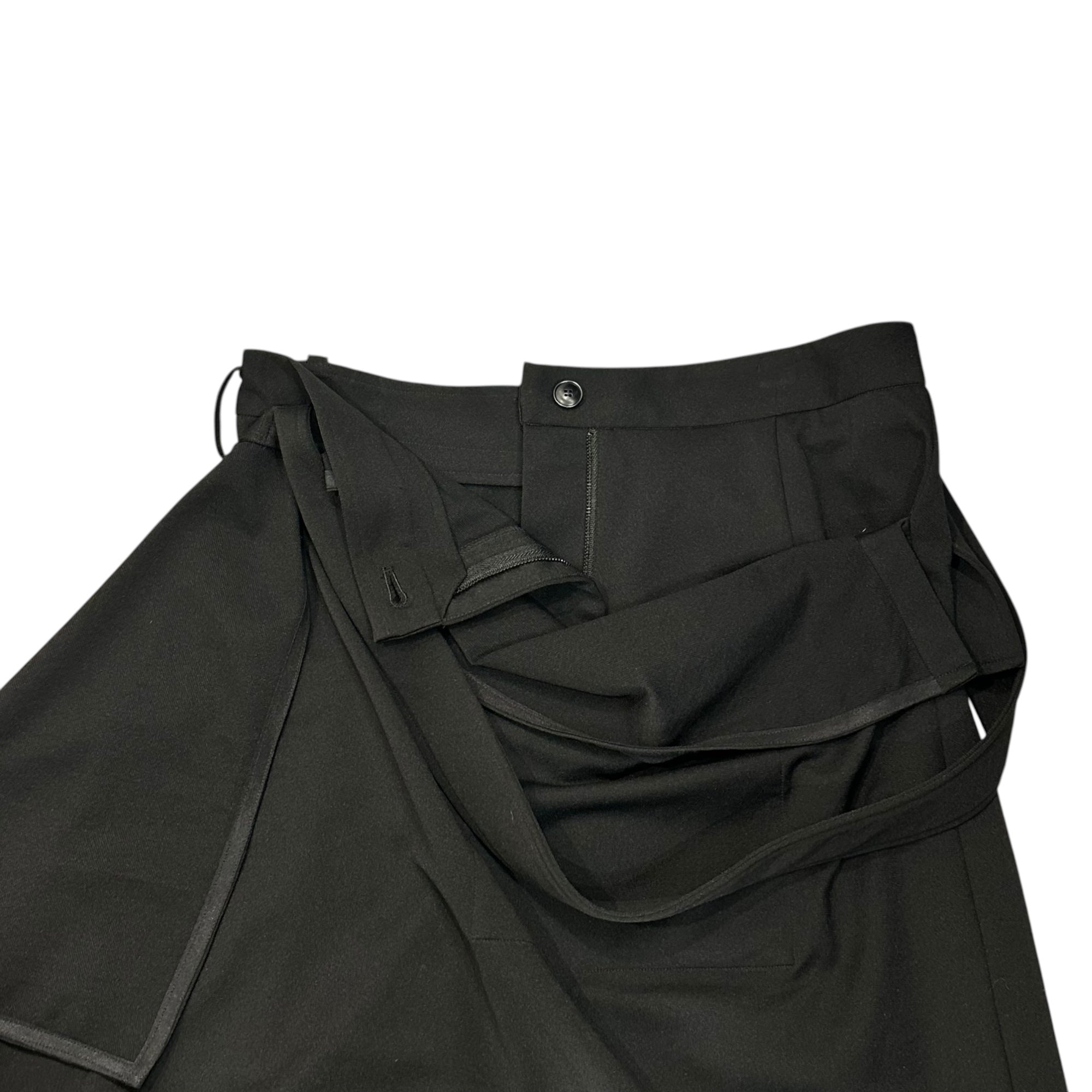 YOHJI YAMAMOTO(ヨウジヤマモト) 23AW POLYESTER TWILL 2WAY SKIRT ポリエステル ツイル ラップ スカート  FU-S50-901 2(M程度) ブラック
