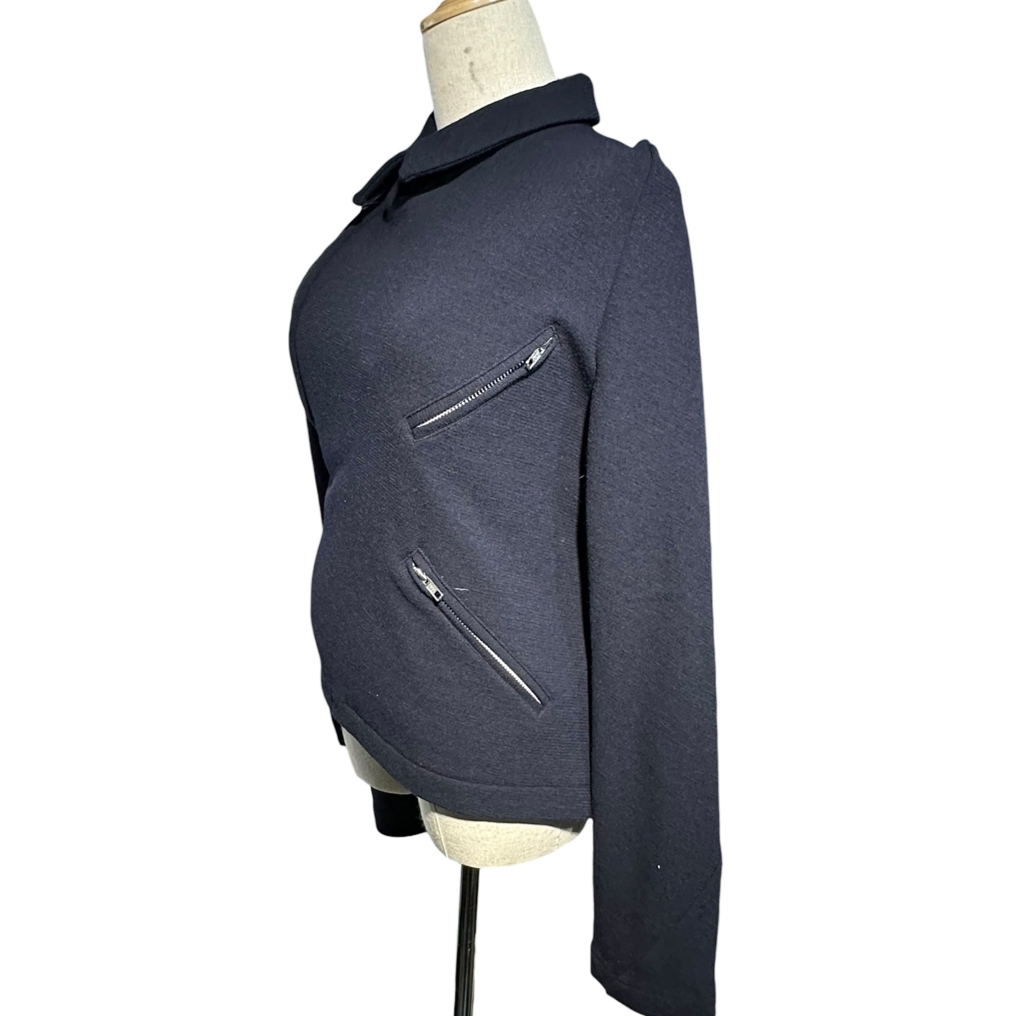 COMME des GARCONS COMME des GARCONS(コムデギャルソンコムデギャルソン) 14AW Asymmetry “Twist” Stretch Wool Rider Jacket アシンメトリー 「捻じれ」 ストレッチ ウール ライダース ジャケット RN-J029 M ネイビー AD2014