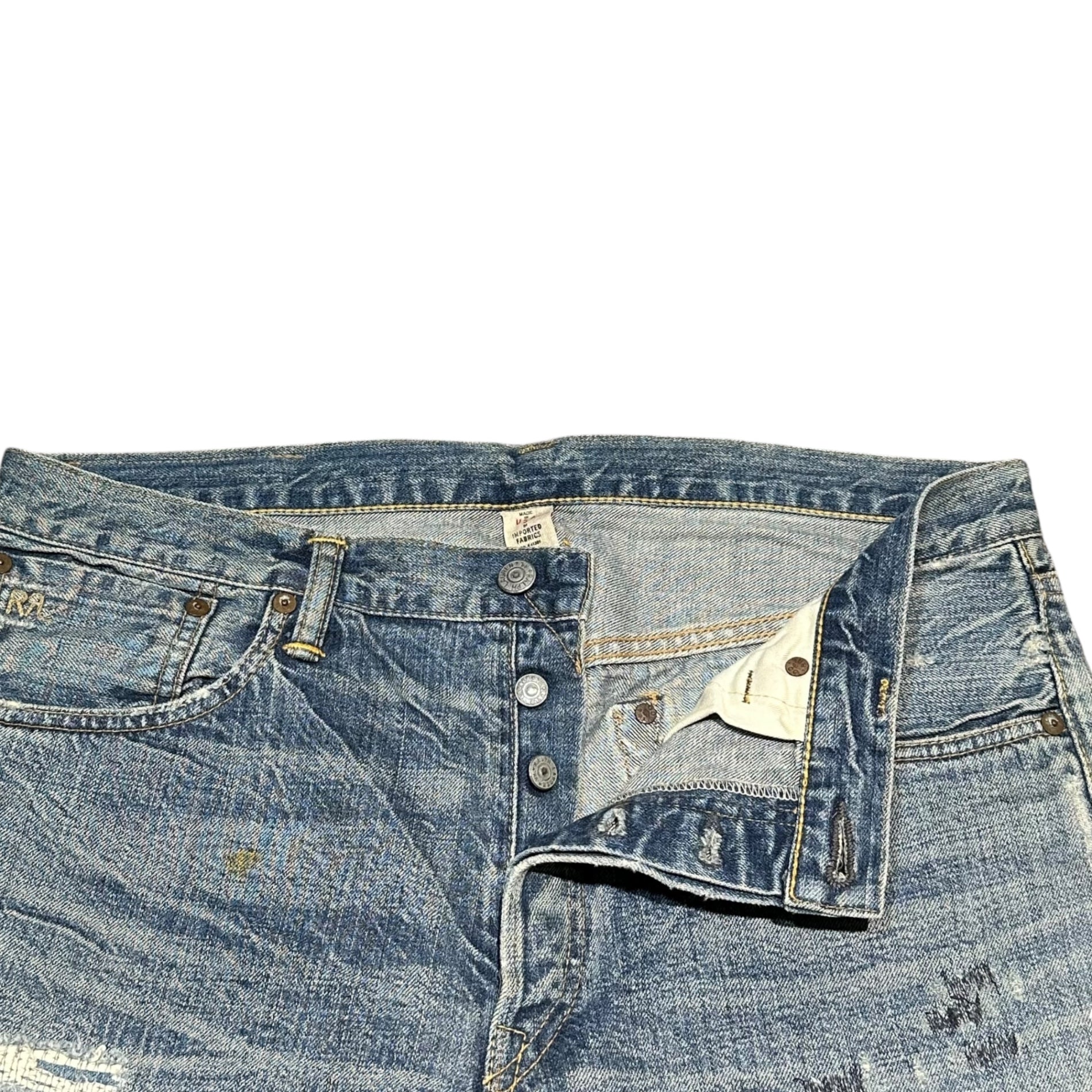 RRL(ダブルアールエル) Damage Repair Vintage-Washed Western Denim Pants ダメージ リペア ヴィンテージ加工 ウエスタン デニム パンツ W30 ライトインディゴ