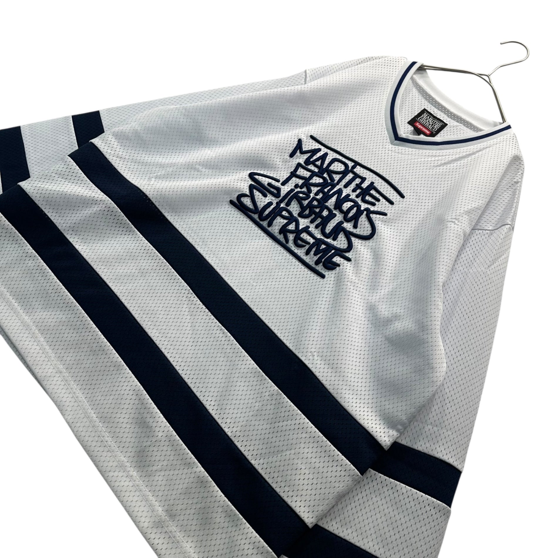 SUPREME(シュプリーム) 25SS Marithé + François Girbaud Hockey Jersey マリテ フランソワ ジルボー ホッケー ジャージ S ホワイト ゲーム シャツ メッシュ ロゴ コラボ