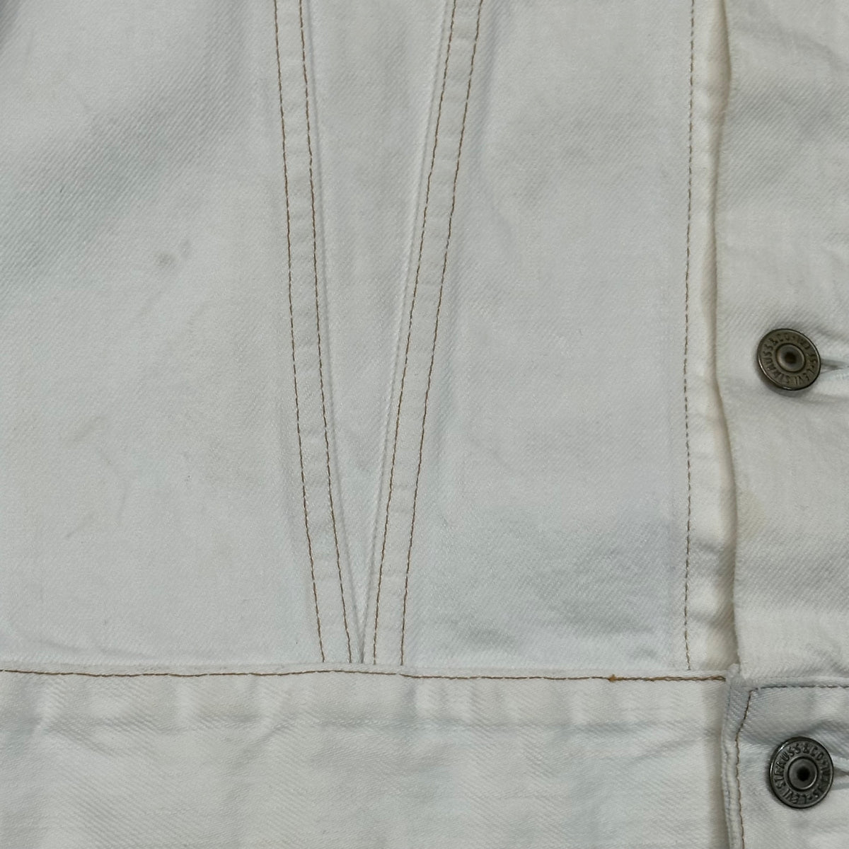 COMME des GARCONS JUNYA WATANABE MAN × Levi's × 10･corso･como COMME des GARCONS(コムデギャルソンジュンヤワタナベマン × リーバイス × ドゥエチ コルソコモ コムデギャルソン) 2002AW White Denim Jacket with Back Print バック プリント ホワイト デニム ジャケット GG-J201 M ホワイト AD2002 00s アーカイブ