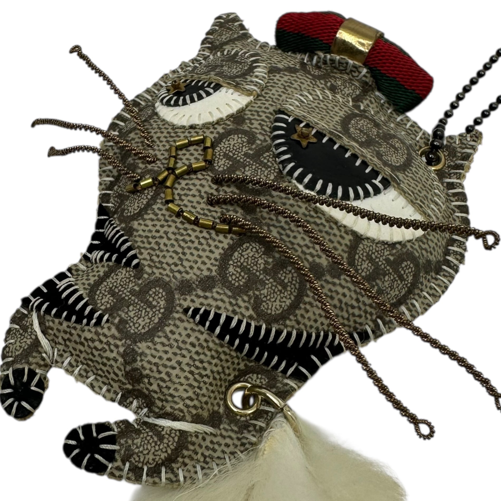 GUCCI(グッチ) GUTTARI GG Supreme Charm ガットリ GG スプリーム チャーム グレー キーホルダー ファー