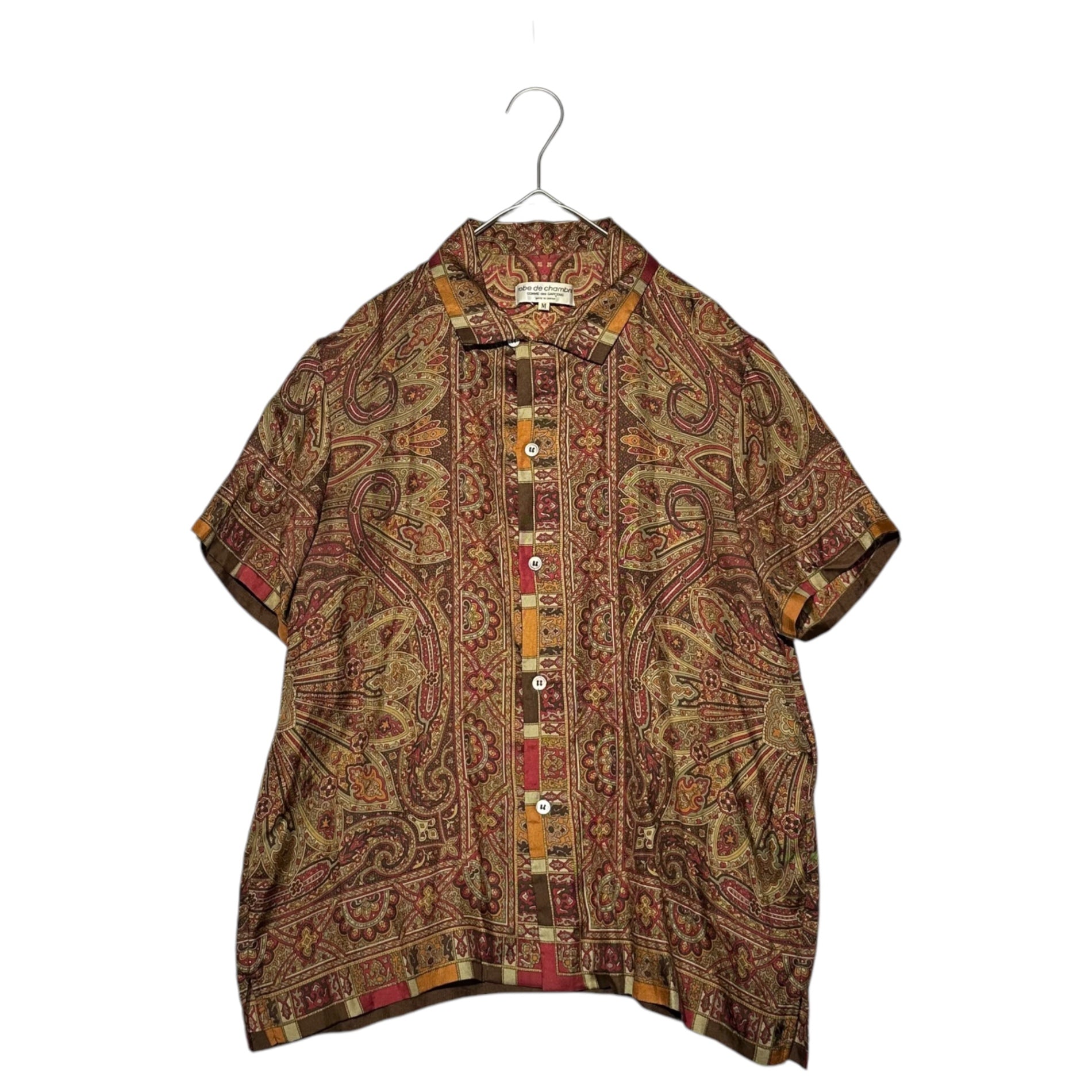 robe de chambre COMME des GARCONS(ローブドシャンブルコムデギャルソン) 99SS All paisley pattern short sleeve silk shirt 総ペイズリー 柄 半袖 シルク シャツ RB-10014M M ベージュ×ピンク AD1998