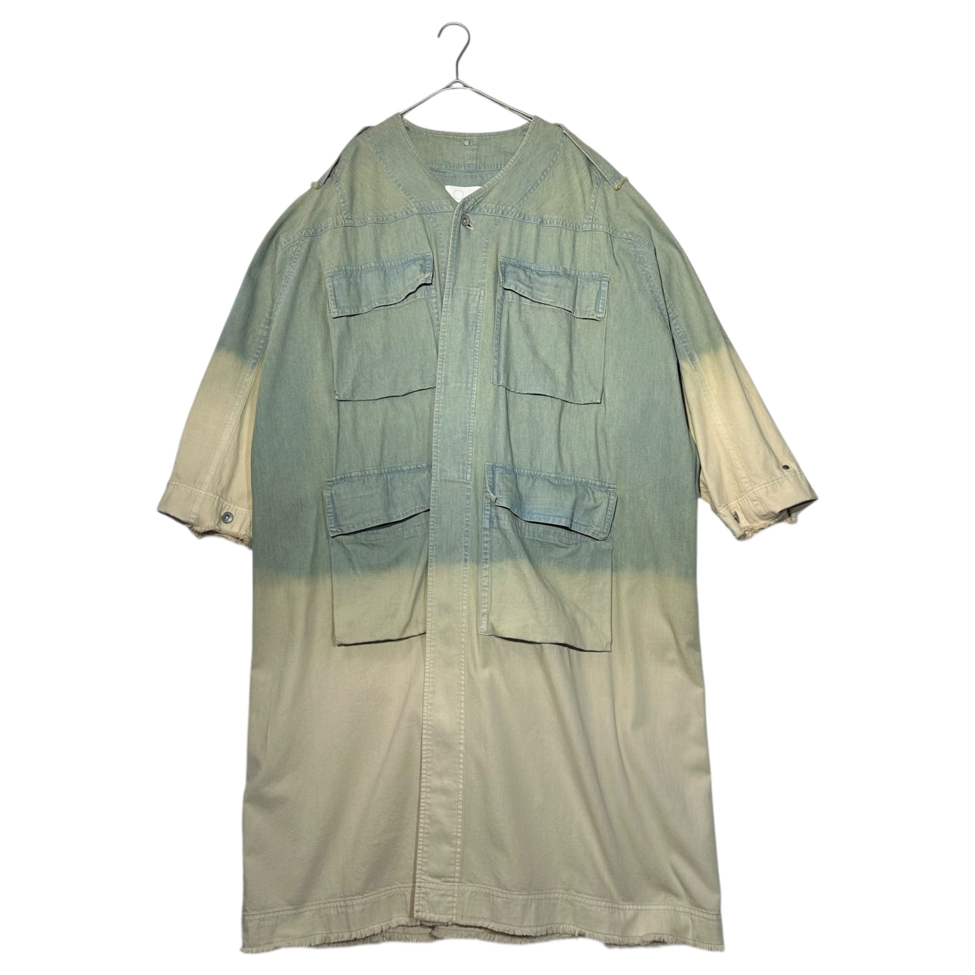 tac:tac(タクタク) 2WAY Stole Bleached Denim Long Coat ストール ブリーチ加工 デニム ロング コート TA11FA012 S ライトインディゴ×ホワイト