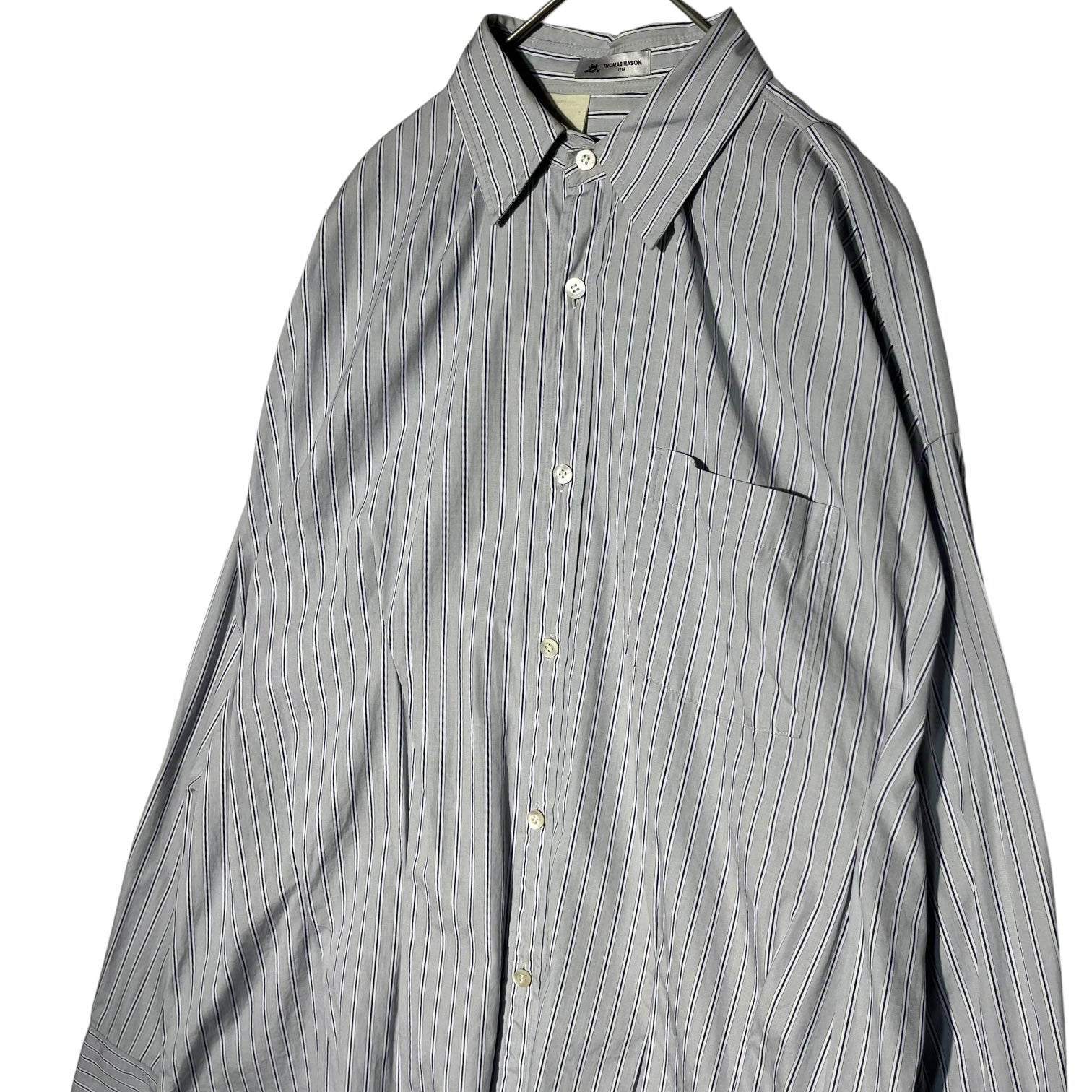 N.HOOLYWOOD(エヌハリウッド ミスターハリウッド) THOMAS MASON RANDOM TACKED SHIRT - Blue Stripe ランダム タック ストライプ シャツ 1201-SH06-043 38(M程度) スカイブルー 長袖