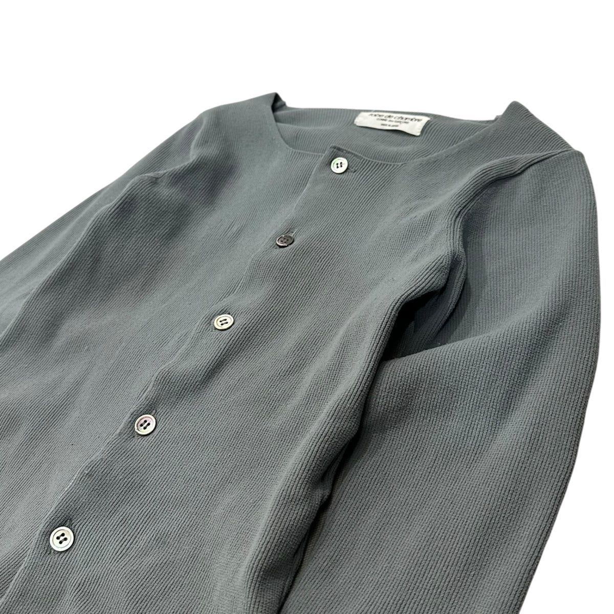 robe de chambre COMME des GARCONS(ローブドシャンブルコムデギャルソン) 1990's Nylon-Poly Ribbed Cardigan ナイロン ポリ リブ カーディガン RN-100070 FREE グレー AD1995 90年代