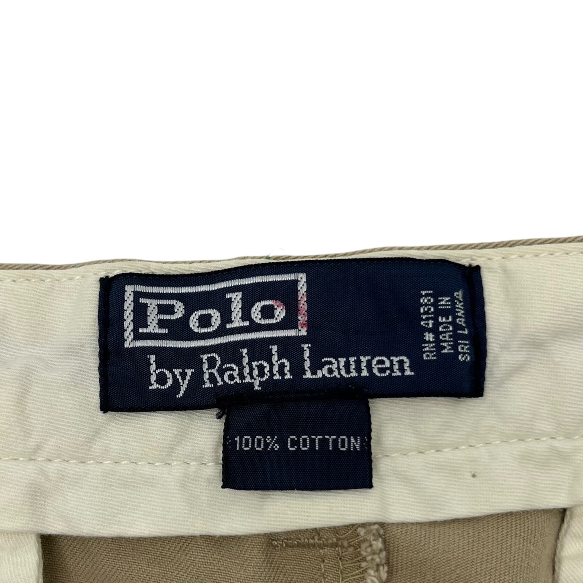 POLO RALPH LAUREN(ポロラルフローレン) Tennis racket embroidery half chino pants テニスラケット 刺繍 ハーフ チノパン 33 ベージュ×グリーン