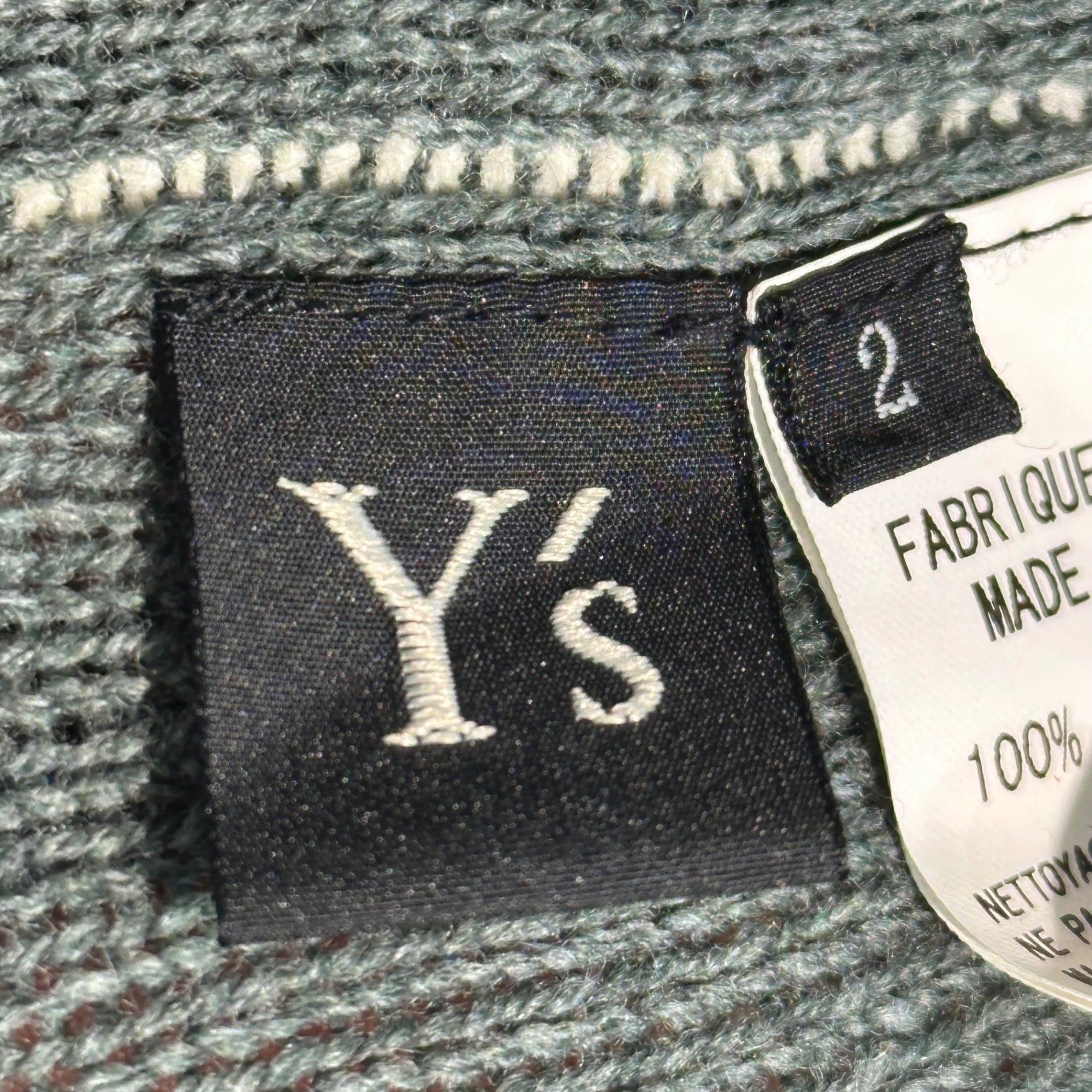 Y's(ワイズ) Stitchwork knit dress ステッチワーク ニット ワンピース YP-K13-174 FREE モスグリーン×ホワイト