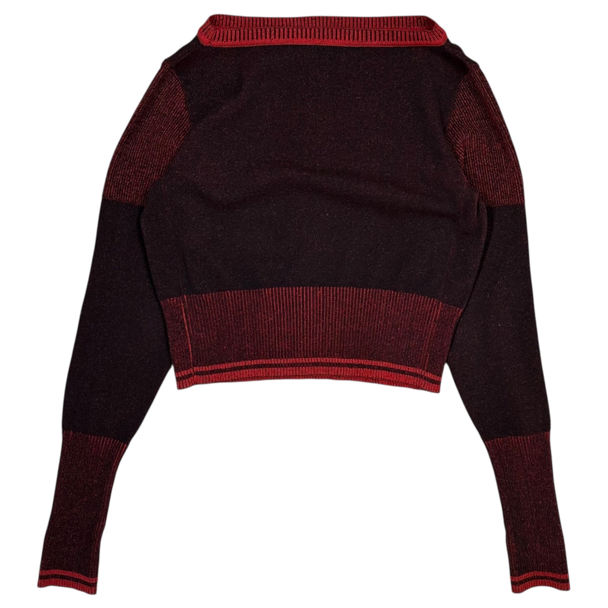 Vivienne Westwood RED LABEL(ヴィヴィアンウエストウッドレッドレーベル) Orb Embroidery Big Heart Rib Knit オーブ 刺繍 ビッグ ハート リブ ニット 17-13-121004 00 レッド ショート丈 ロゴ 長袖