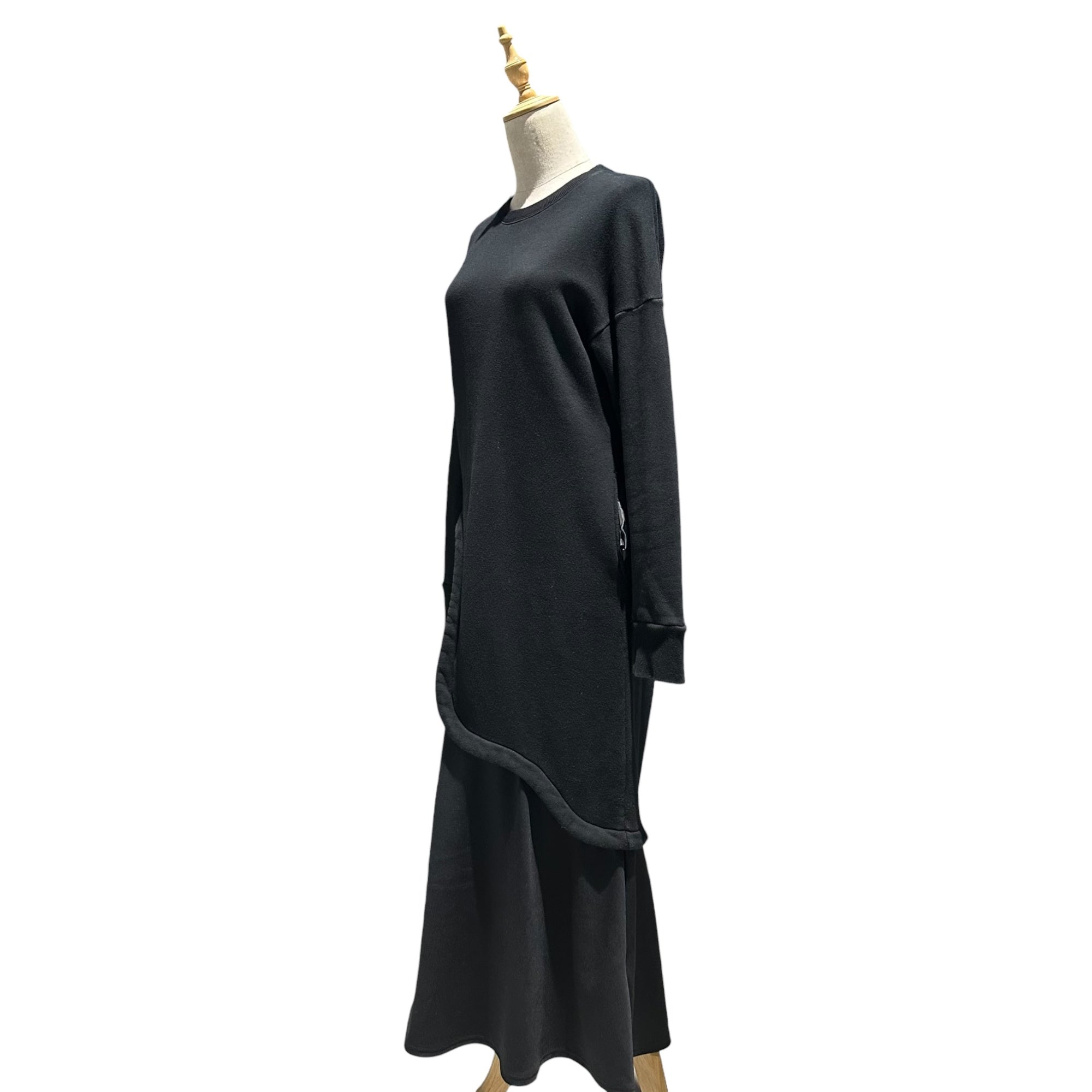 UN3D.(アンスリード) Layered-Touch Sweatshirt Dress レイヤードタッチ スウェット ワンピース 522220300301-02 38(M) ブラック