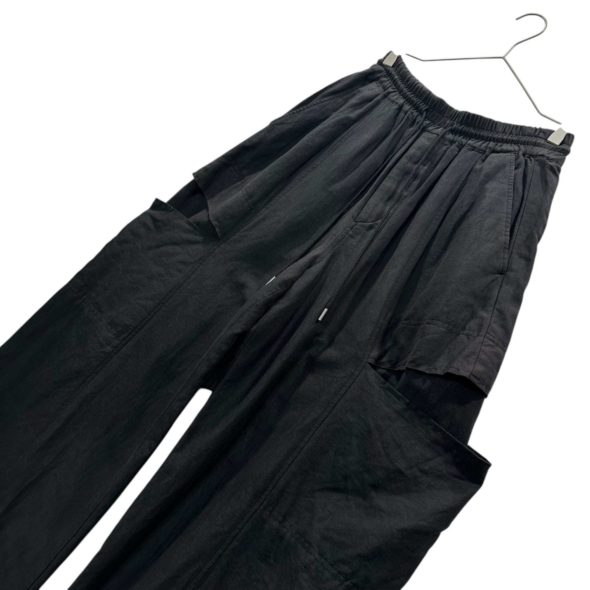 beautiful people(ビューティフルピープル) 2024SS Linen Cotton Satin Bow Silhouette Pants リネン コットン サテン ボウシルエット パンツ 1415105012 38 グレー