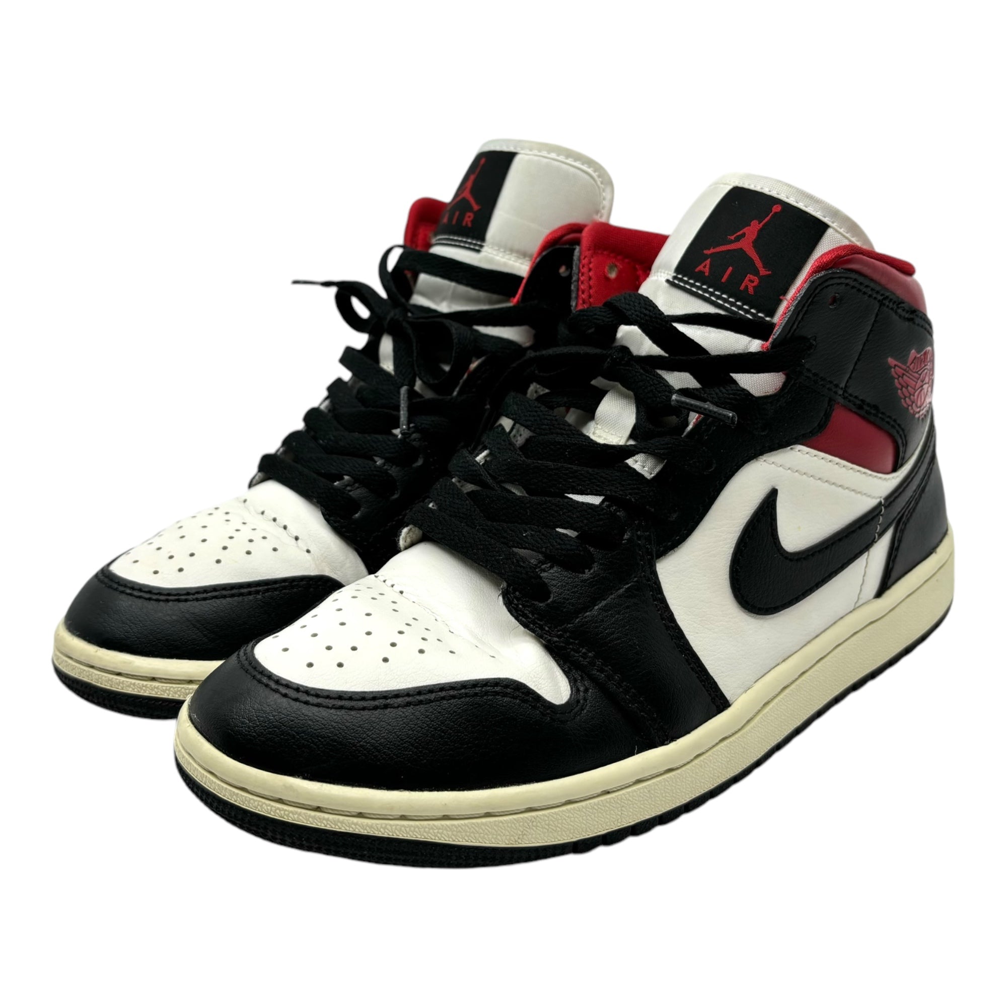 NIKE(ナイキ) W AIR JORDAN 1 MID エアジョーダン 1 ミッド BQ6472-061 25.5cm ブラック×ホワイト×レッド ハイカット スニーカー