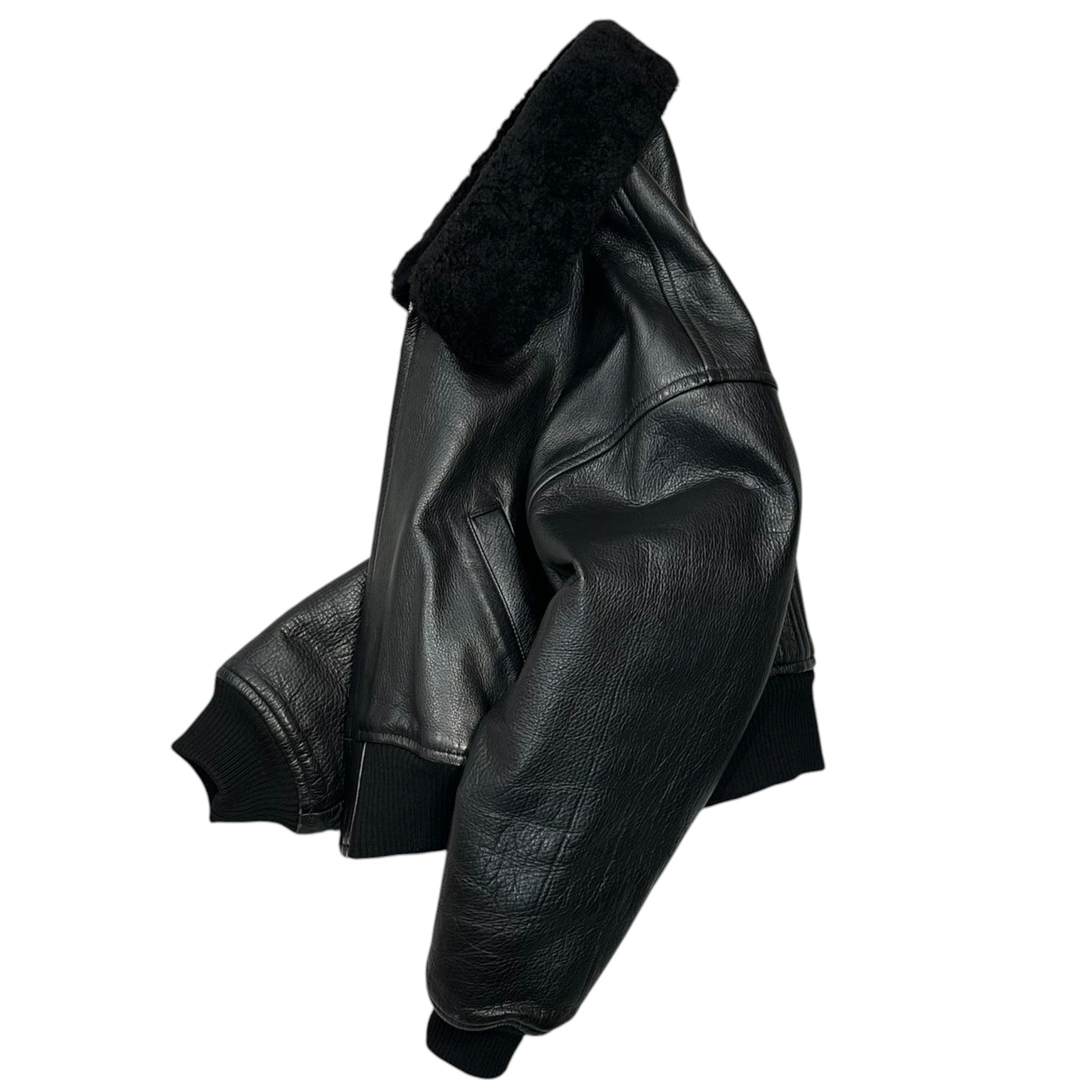 tricot COMME des GARCONS(トリココムデギャルソン) 80's Vintage Short-Length Faux Fur Leather Bomber Jacket 80年代 ショート レングス ボア レザー ボンバー ジャケット TJ-050730 FREE ブラック AD表記無 男性着用可能 ヴィンテージ アーカイブ 稀少