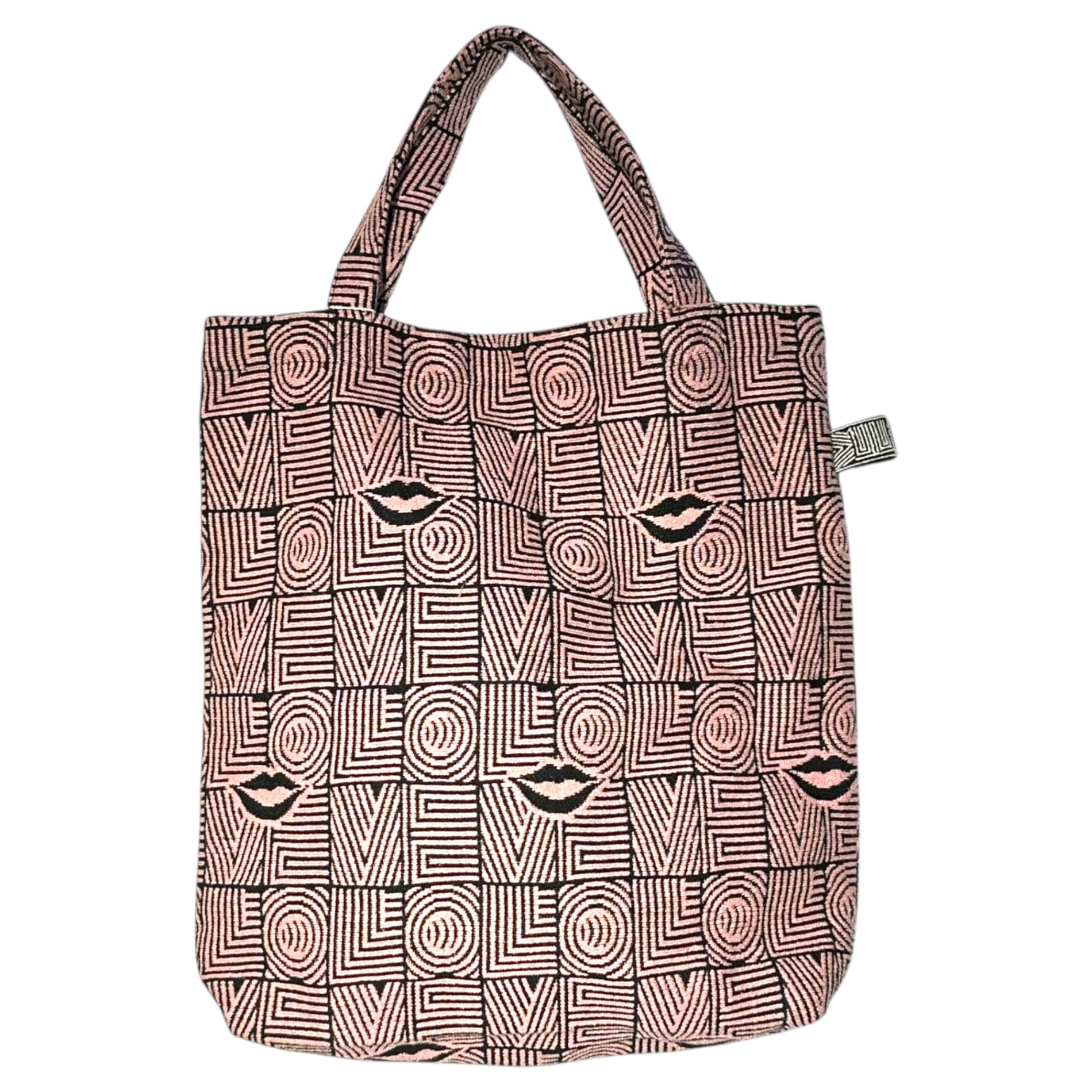 Bindu(ビンドゥー) Heavy Love Jacquard Tote Bag ヘビーラブ ジャガード トートバッグ 23092116000610 FREE ピンク×ブラック