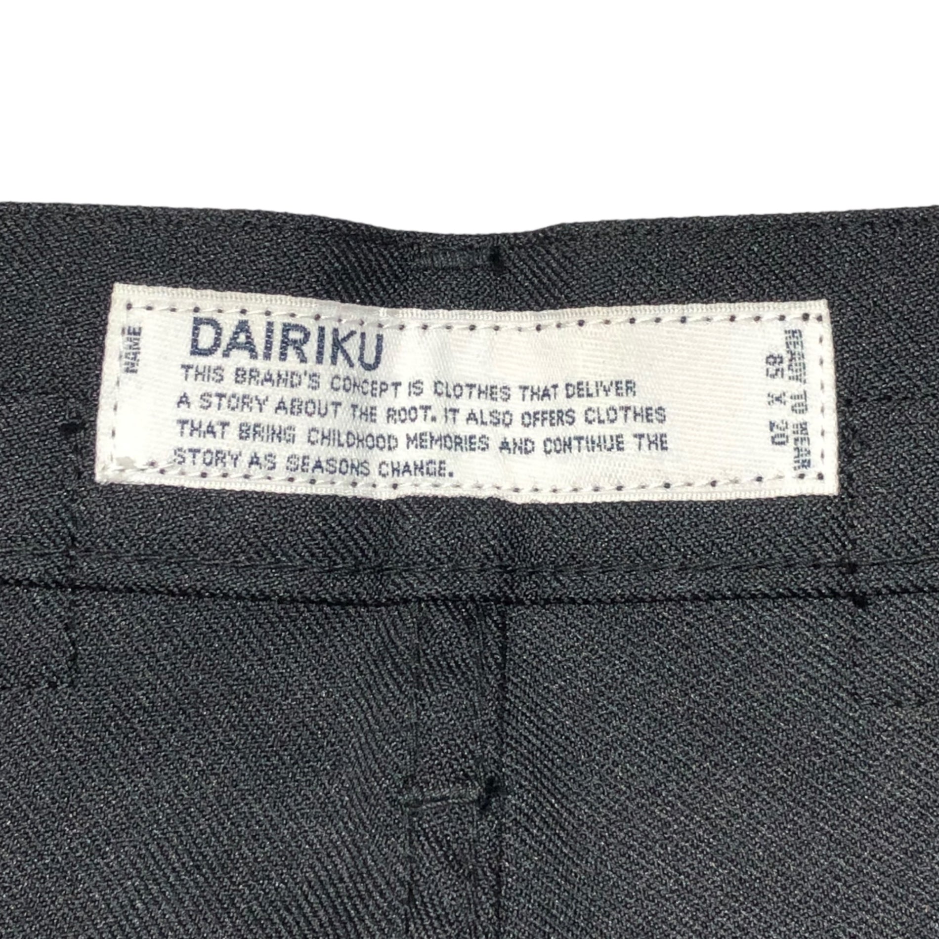 DAIRIKU(ダイリク) 21SS Slim Flasher Pressed Pants スリム フラッシャー プレス パンツ 21SS B-9 29 ブラック