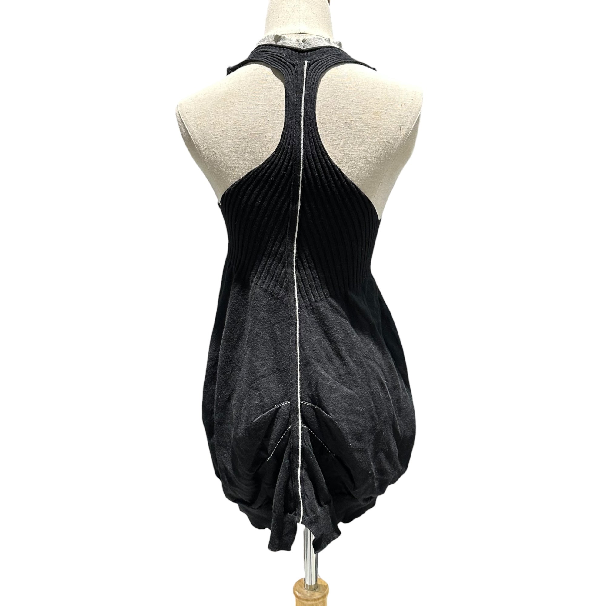 MARITHE FRANCOIS GIRBAUD(マリテフランソワジルボー) 00's Sleeveless Ribbed Balloon Flare Knit Top ノースリーブ リブ バルーン フレア カットソー F5-8122 M ブラック Y2K タンクトップ