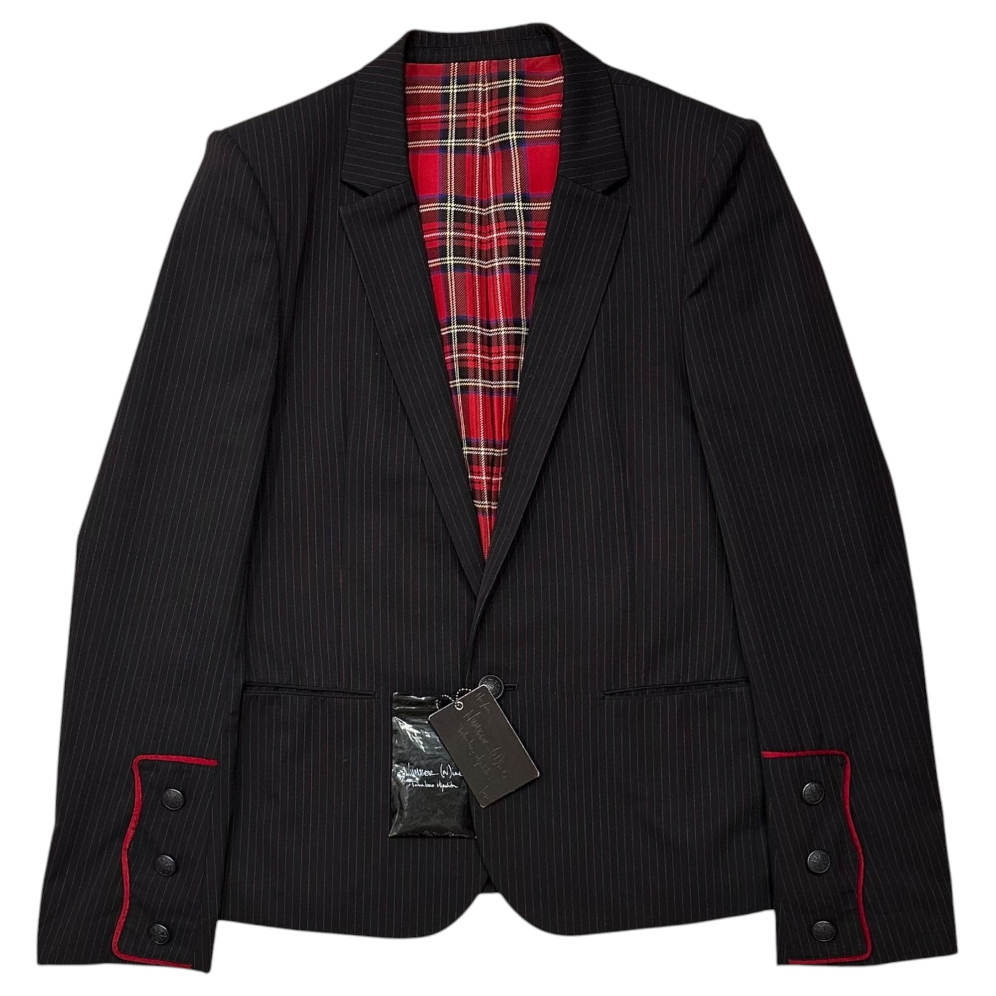 NUMBER (N)INE(ナンバーナイン) 2005SS ”Night Crawler” Pinstripe Tailored Jacket ナイトクローラー期 ピンストライプ テーラード ジャケット S05-NJ002B 3 ブラック×レッド テーラード 00's
