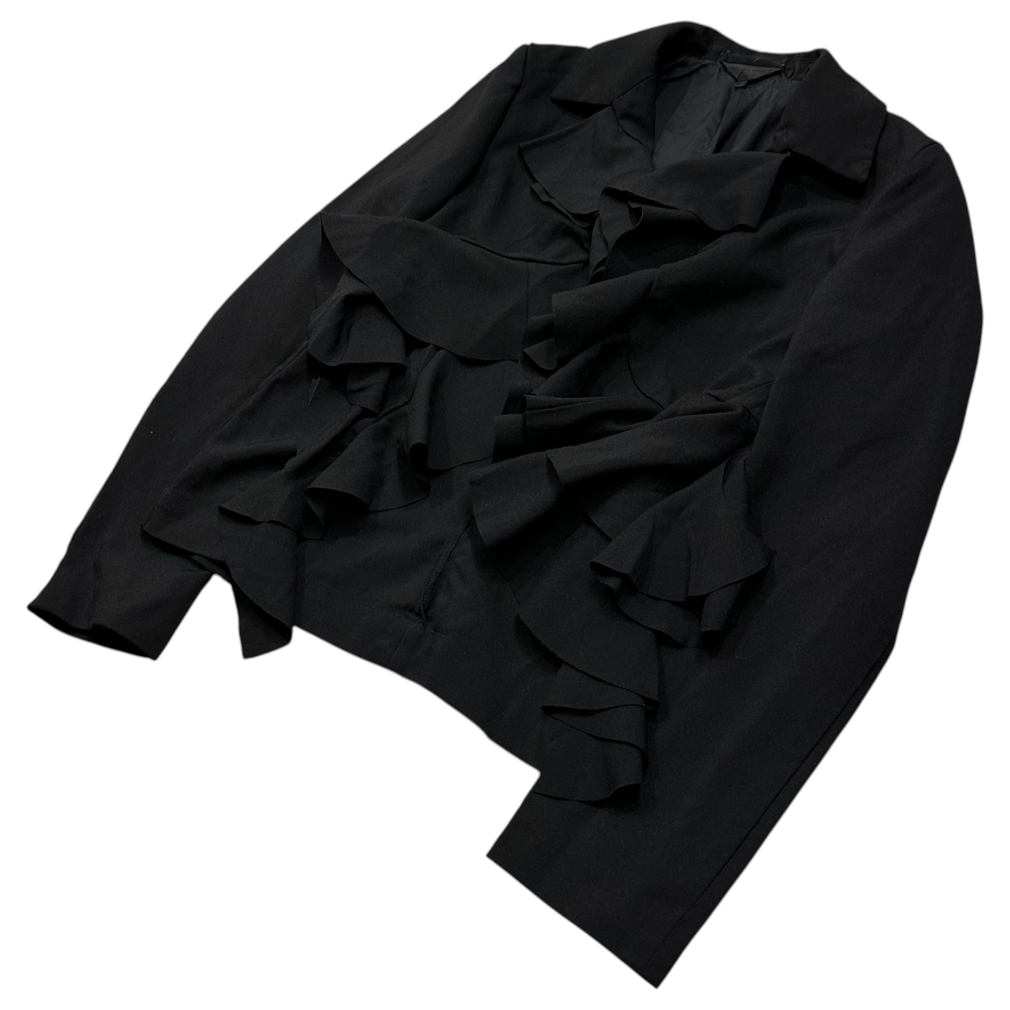 COMME des GARCONS(コムデギャルソン) 2008AW Ruffled Short-Length Buttonless Jacket フリル ショートレングス ボタンレス ジャケット GB-J057 SS ブラック AD2008