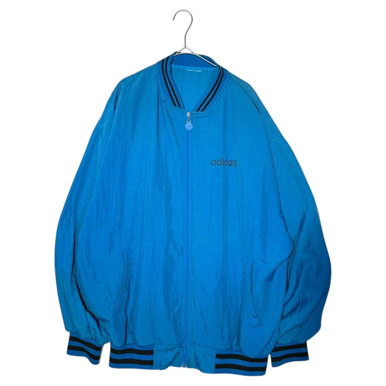 adidas(アディダス) 80's Trefoil Logo Nylon Blouson トレフォイユ ロゴ ナイロン ブルゾン 表記無(L程度) ブルー 推定80年代 ヴィンテージ ジャケット ジャージ