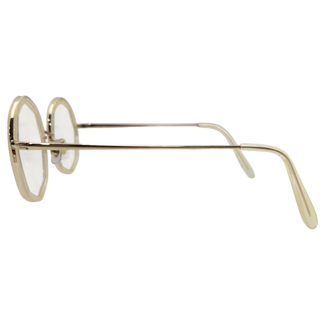 megane and me(メガネアンドミー) EDIE - EC Ecru/Gold オクタゴン メガネ クリア レンズ ME005 49□21-145 ホワイト×ゴールド 眼鏡 メガネ