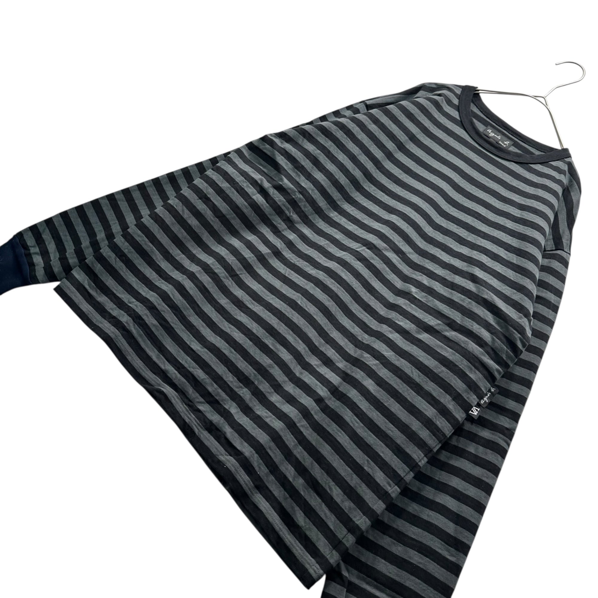 V.A. Fragment × agnes b.(フラグメント × アニエスベー) Border Crew Neck L/S T-Shirt ボーダー クルーネック 長袖 Tシャツ ロンT EDA1J008 H24 L グレー×ブラック