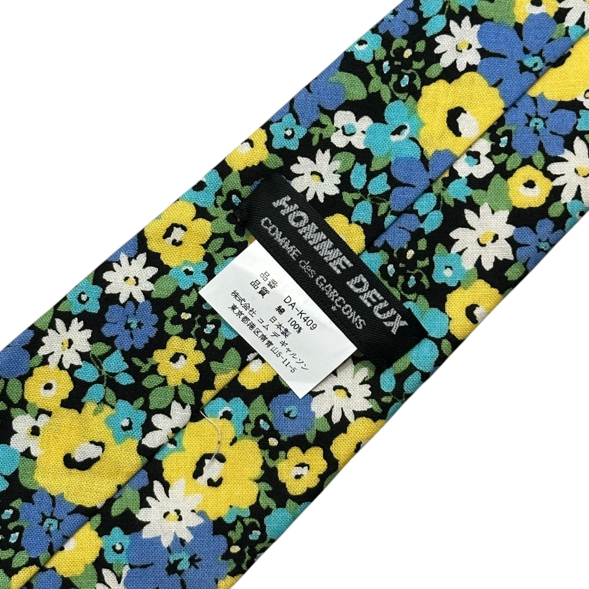 COMME des GARCONS HOMME DEUX(コムデギャルソンオムドゥ) Cotton floral tie コットン 小花柄 ネクタイ ブルー×イエロー
