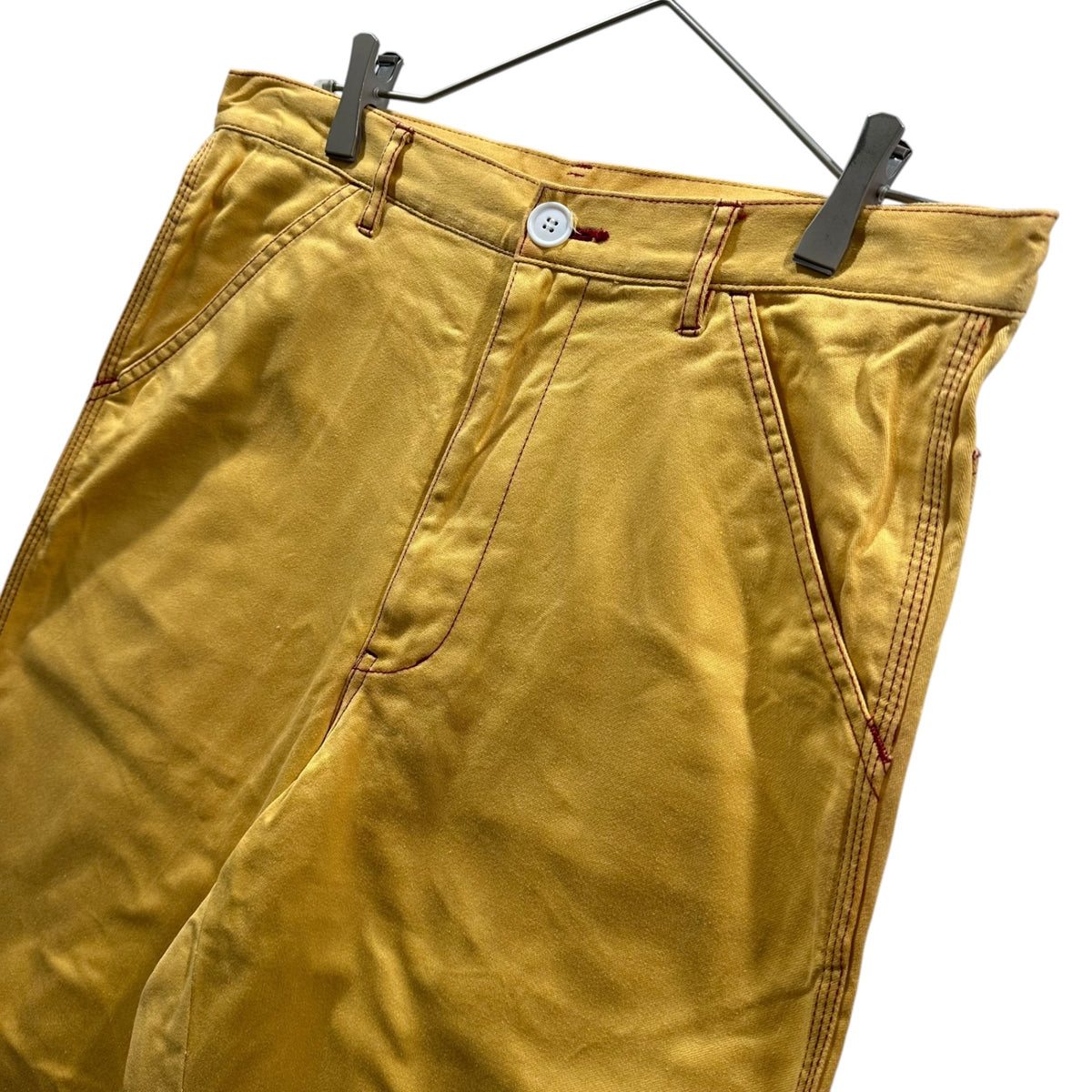 COMME des GARCONS HOMME PLUS(コムデギャルソンオムプリュス) 2000SS Gobelin-Era Red-Stitch Wide Straight Pants ゴブラン期 レッド ステッチ ワイド ストレート パンツ PP-10019M M イエロー×レッド AD1999 00s アーカイブ