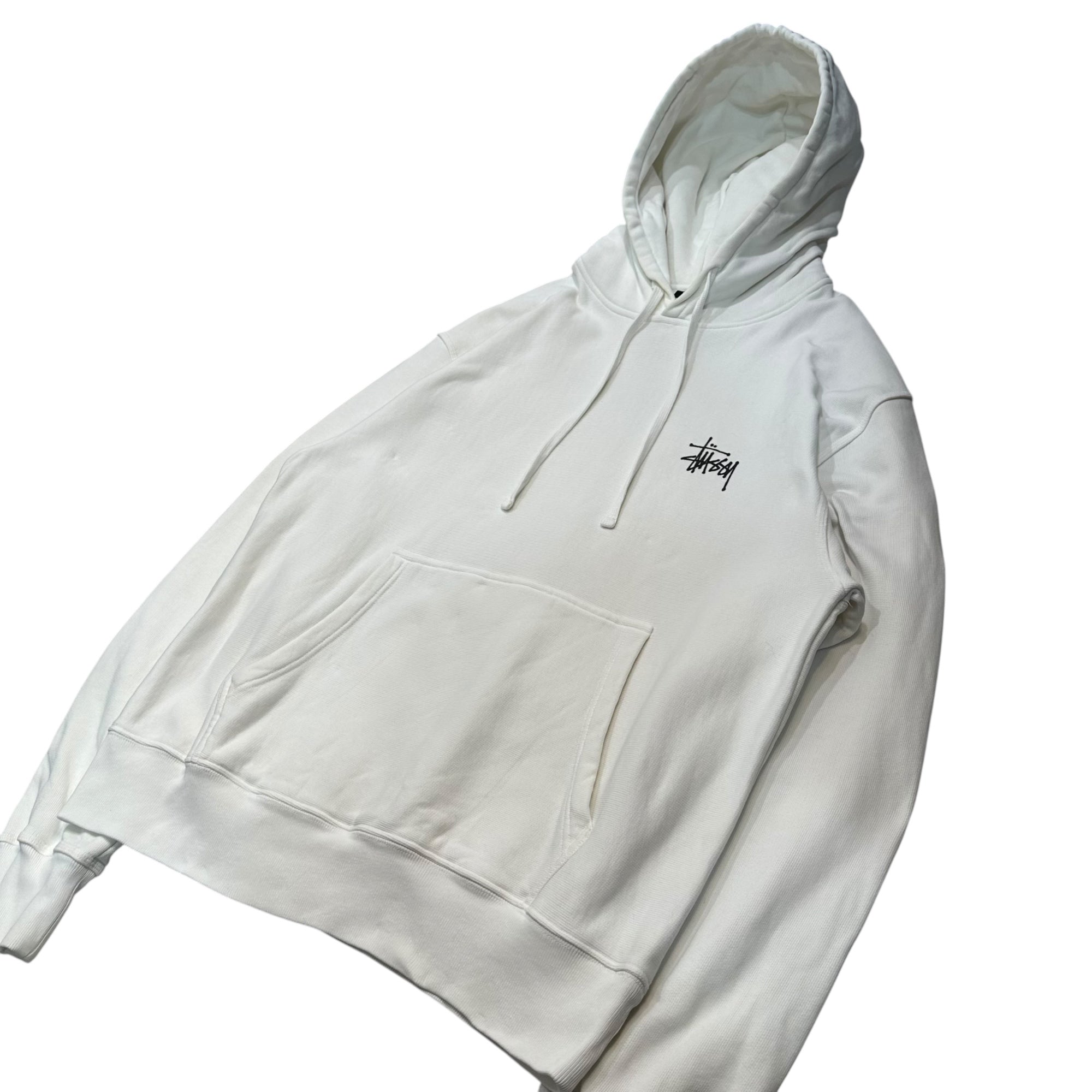 STUSSY(ステューシー) Built Built Tough Pigment Dyed Hoodie ロゴ フーディー M ホワイト プルオーバー パーカー
