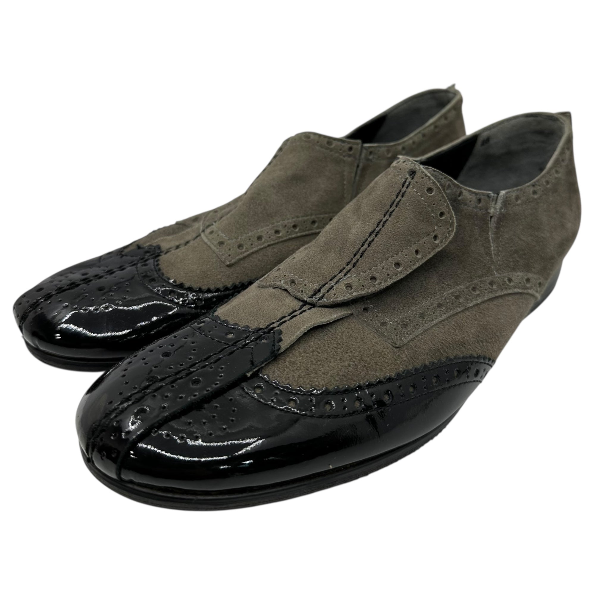 tricot COMME des GARCONS(トリココムデギャルソン) Medallion Side-Gore Patent Suede Shoes メダリオン サイドゴア パテント スウェード シューズ 25cm ブラック×ブラック レザー