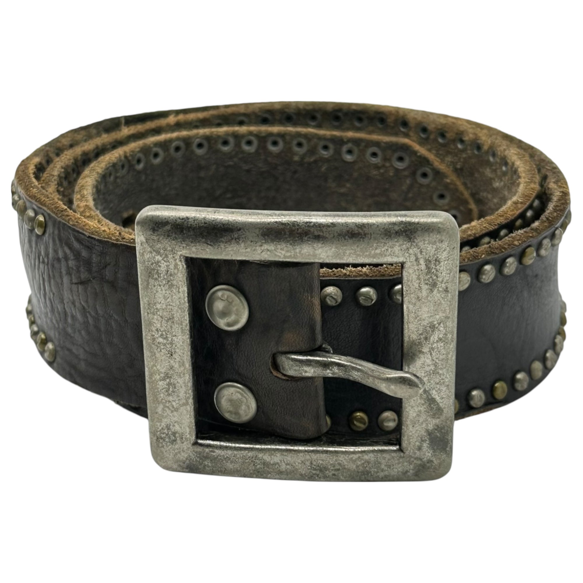 Hawk company(ホークカンパニー) Studded Leather Belt スタッズ レザー ベルト M ブラウン