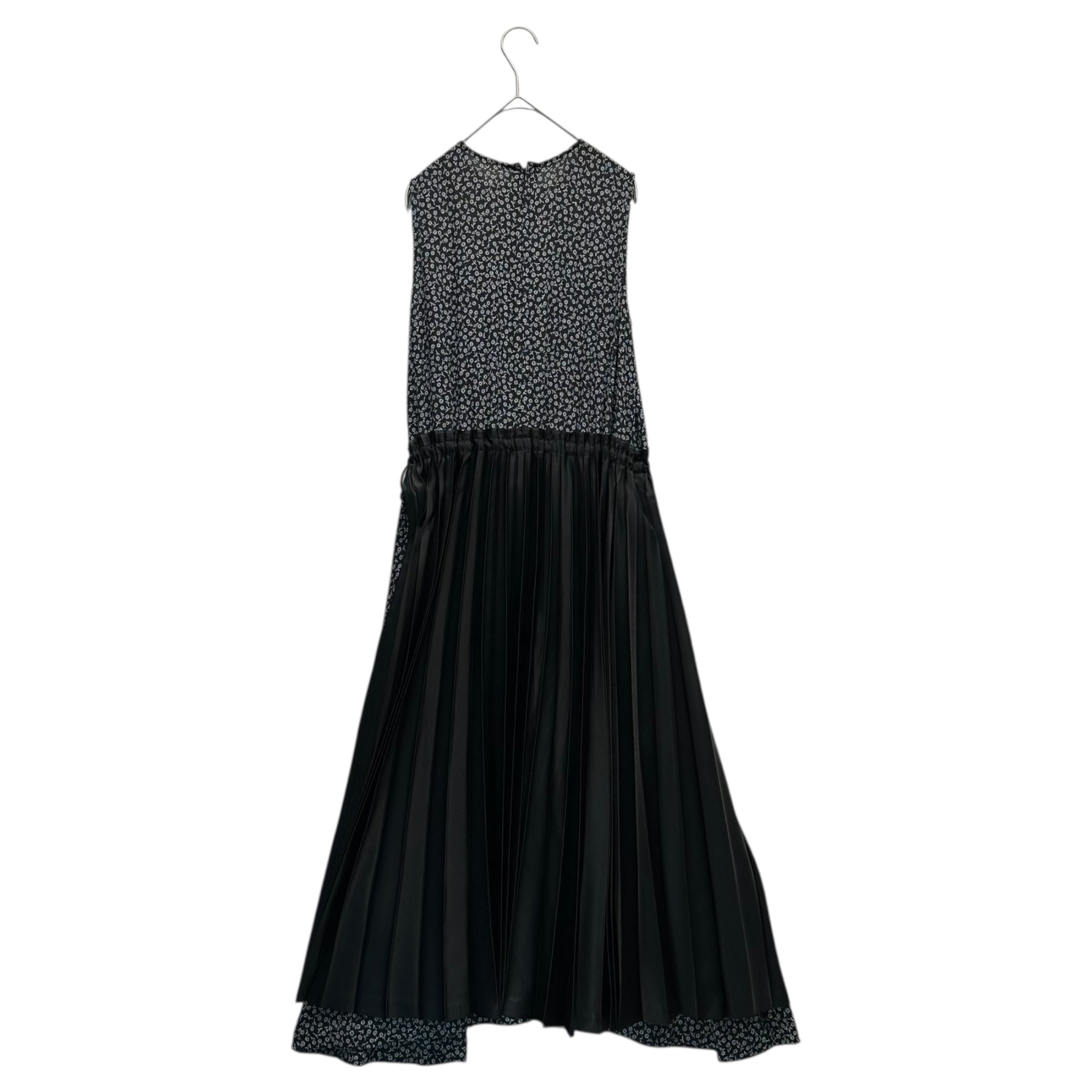 noir kei ninomiya(ノワールケイニノミヤ) 19SS Small Floral Print Waist Gathered Pleated Docked Sleeveless Dress 小花柄 ウエストギャザー プリーツ ドッキング ノースリーブ ワンピース 3C-O021 XS ブラック AD2018