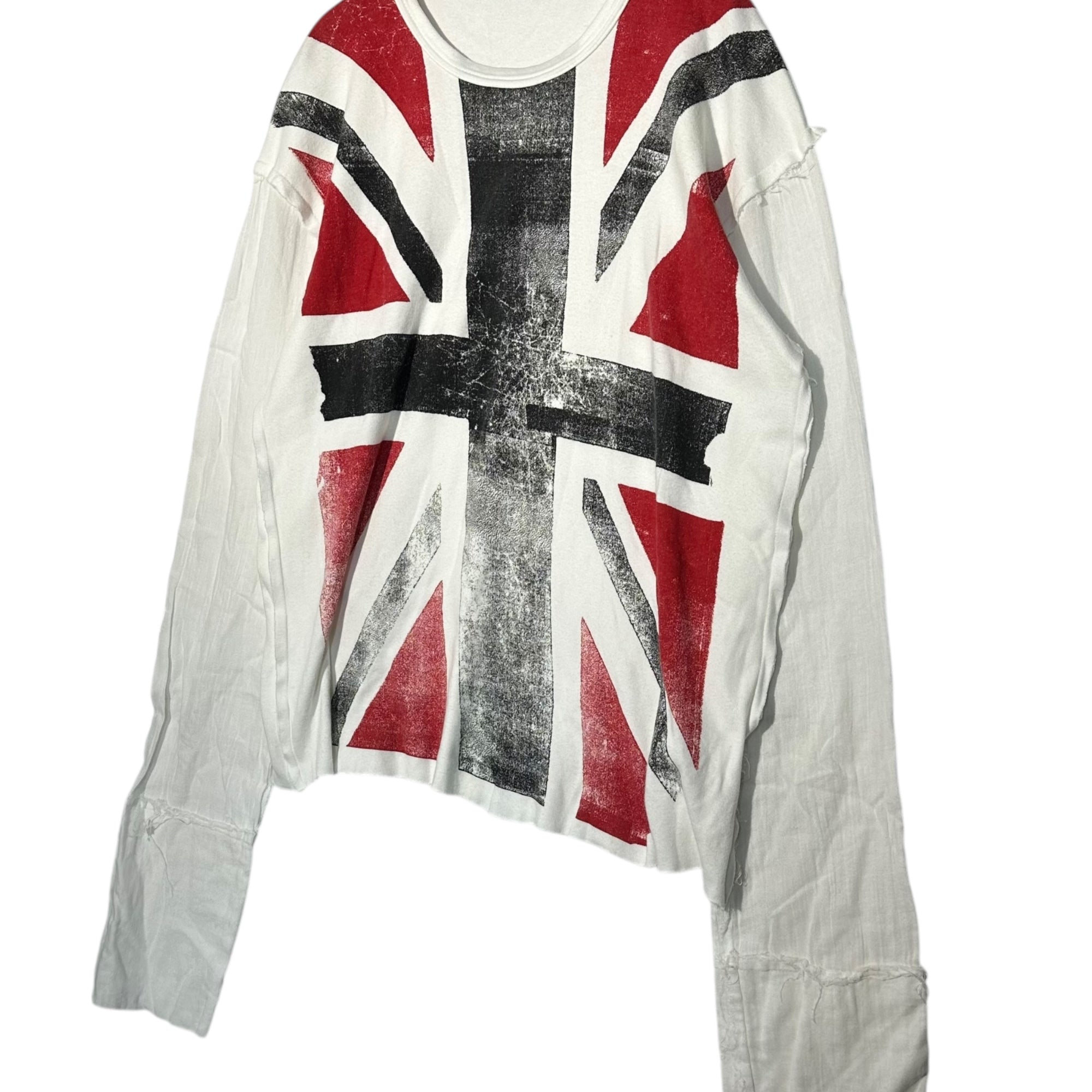 MILKBOY(ミルクボーイ) 70～80's Union Jack Gauze Sleeve Docking Punk Shirt 70年～80年代 ユニオンジャック ガーゼ スリーブ ドッキング パンク シャツ FREE ホワイト 初期生産アイテム 稀少