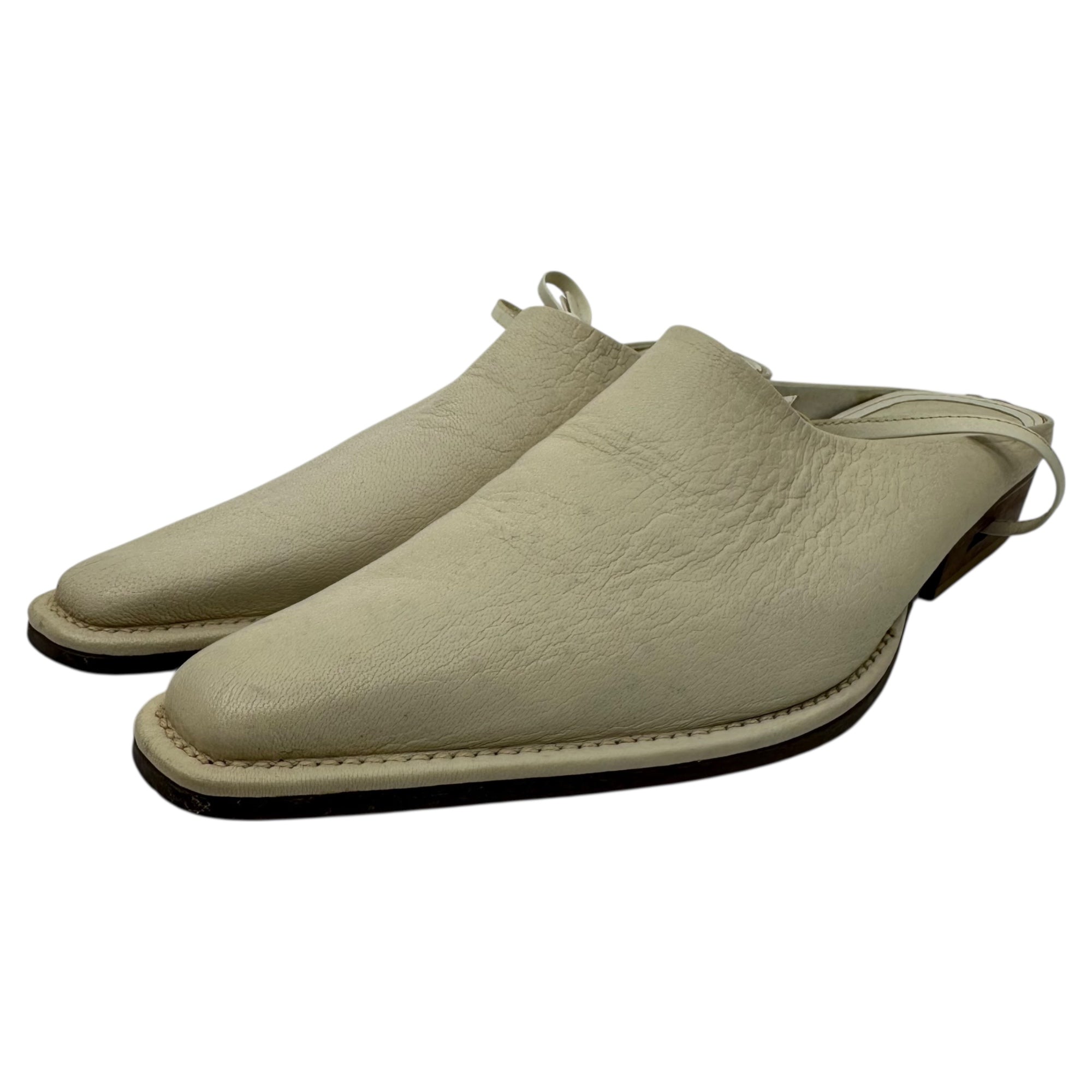 Y's(ワイズ) Western Lace-Up Leather Mules ウエスタン レースアップ レザー ミュール YY-E05-762-1/2 2(22.5~23cm程度) ホワイト ポインテッド トゥ パンプス サンダル