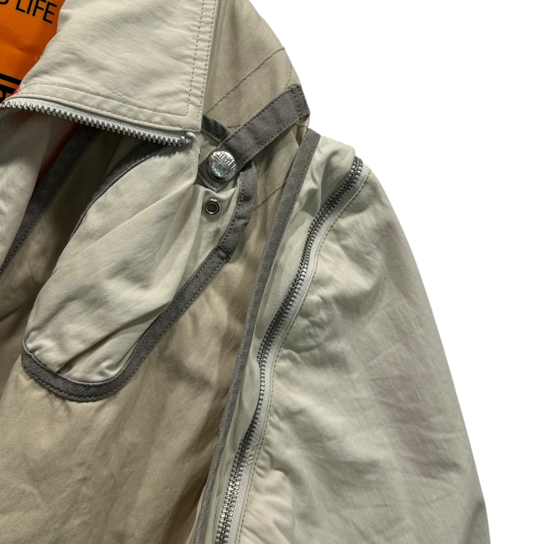 DIESEL(ディーゼル) 22SS J-OHLEN 2WAY MILITARY VEST JACKET ミリタリー ベスト ジャケット A062170JKKH L アイボリー ブルゾン