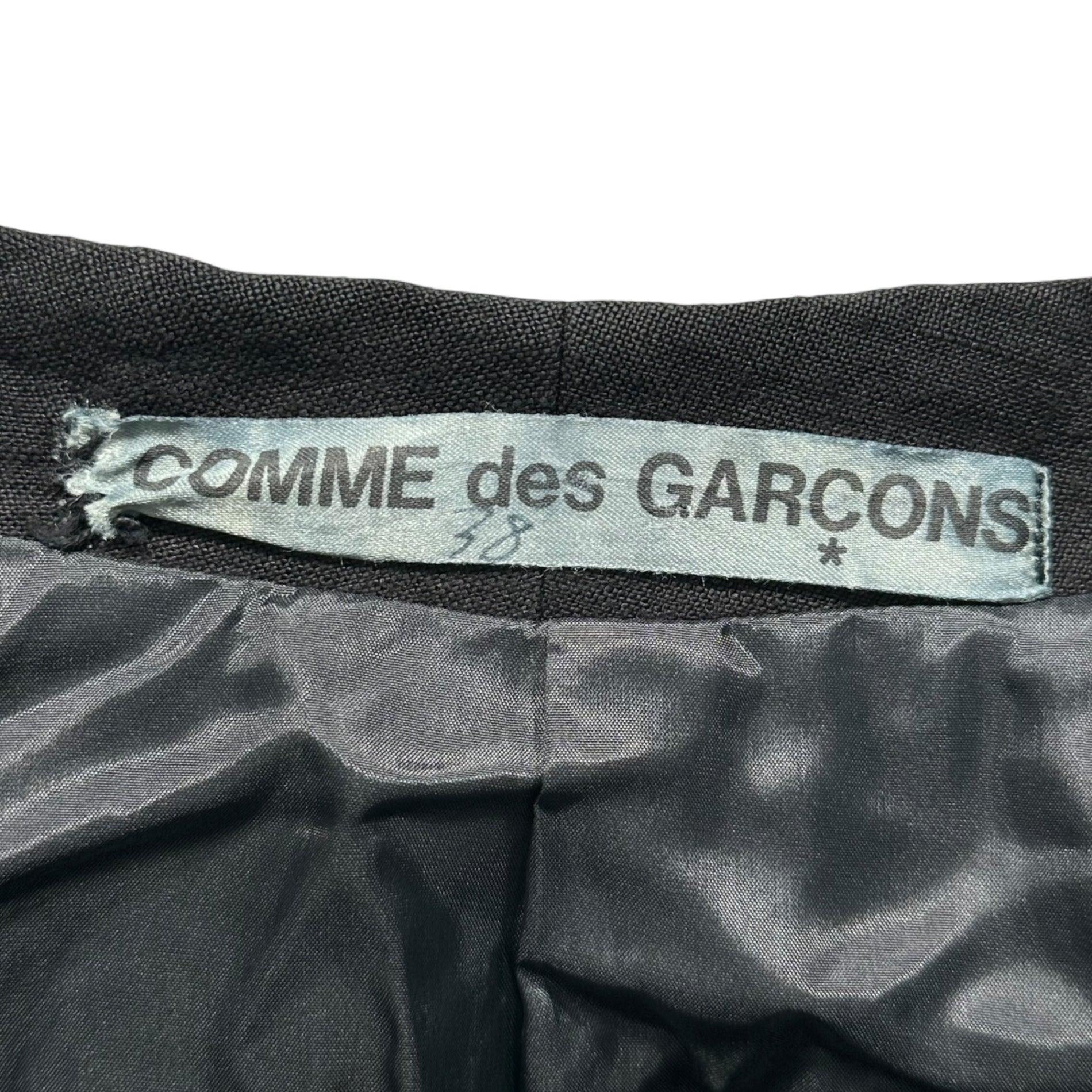 COMME des GARCONS(コムデギャルソン) 70's~80's Power Shoulder Linen 1B Tailored Jacket パワーショルダー リネン 1B テーラード ジャケット 表記無(M程度) ブラック 70年代～80年代 ヴィンテージ アーカイブ