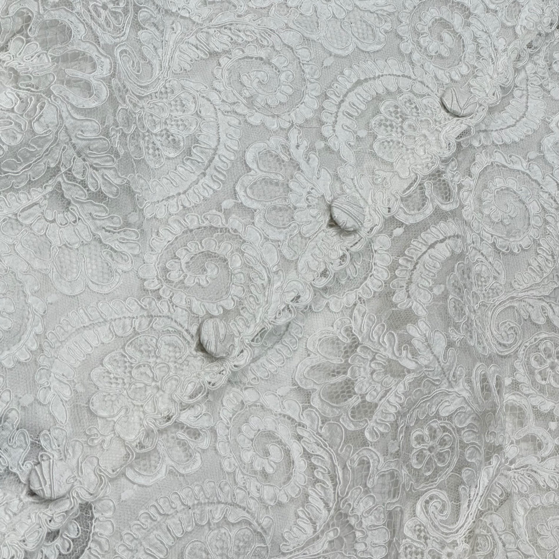 Euro vintage(ヨーロッパヴィンテージ) 70's~ full floral lace v-neck big collar white blouse フローラル総柄レースと大きな襟のVネックブラウス 46(Lサイズ程度)/若干のほつれ有 ホワイト