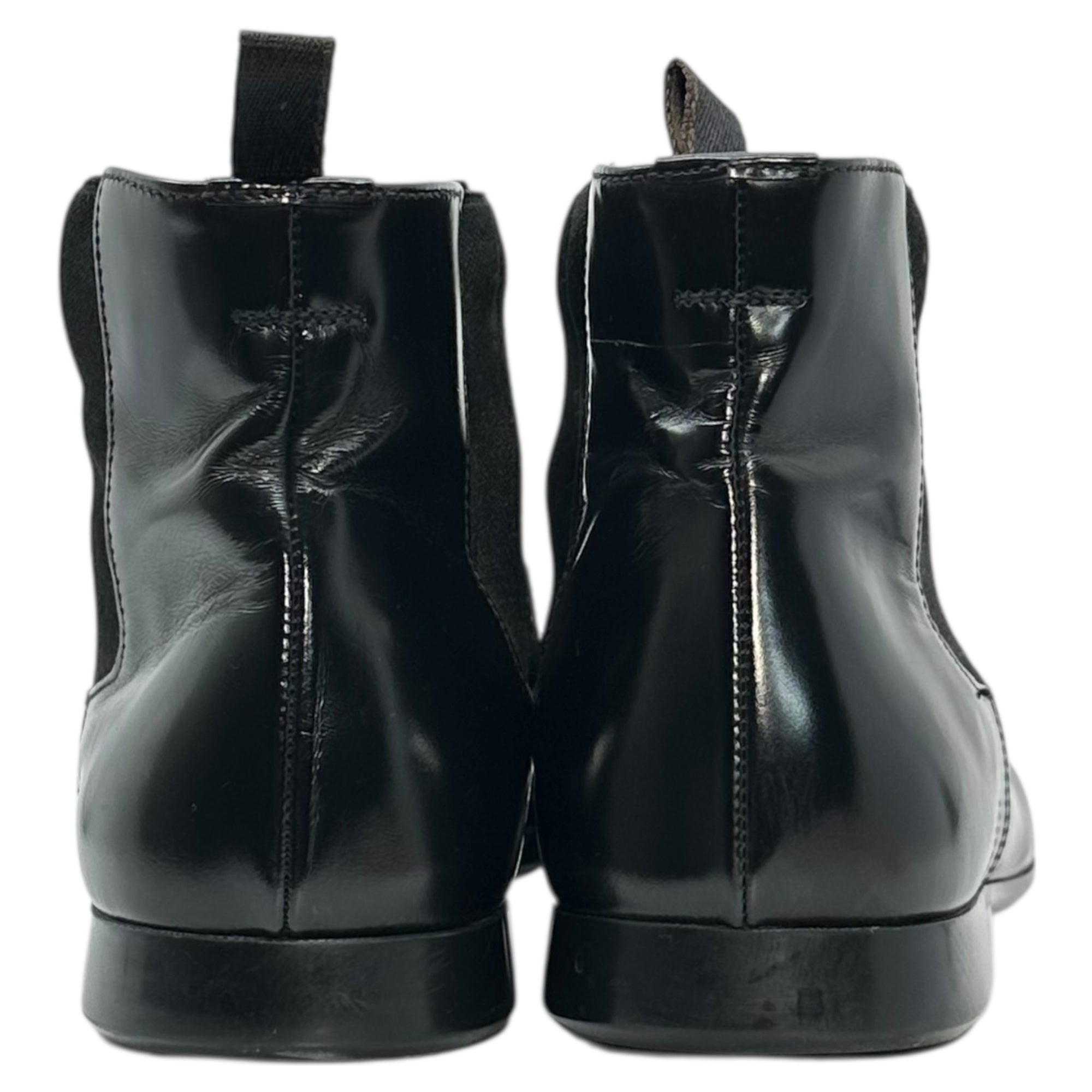 PRADA(プラダ) High-Shine Leather Square Toe Side-Gore Boots ハイ