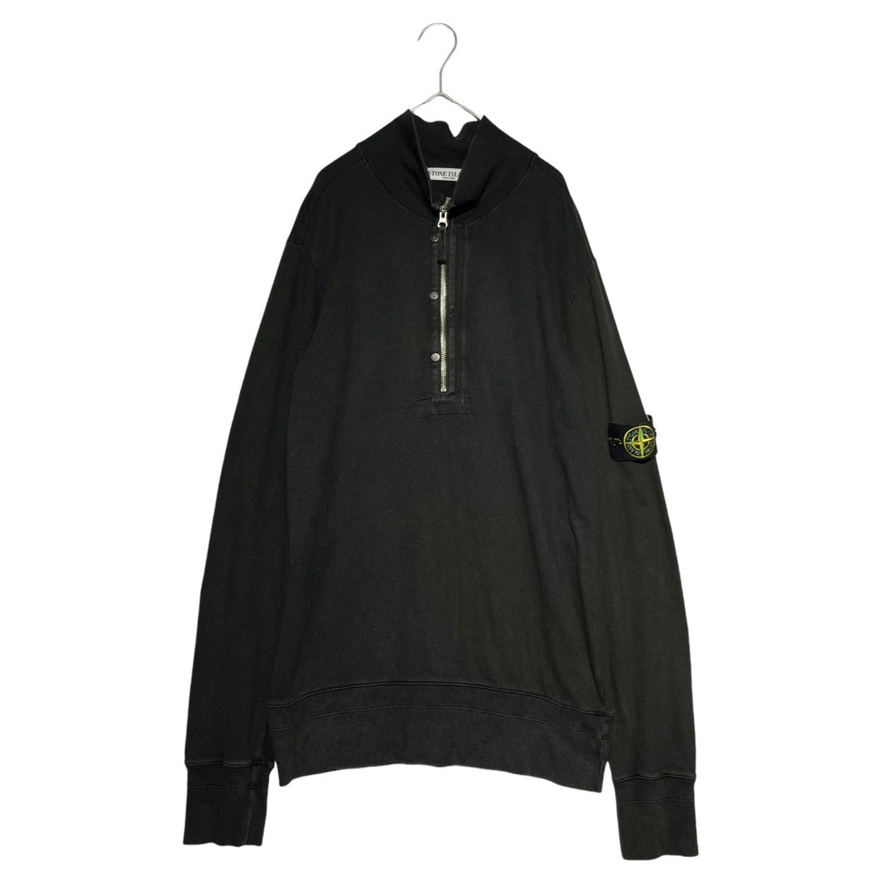 STONE ISLAND(ストーンアイランド) 08SS Half zip sweatshirt ハーフ ジップ スウェット 48155A18 L ブラック 00's 長袖 カットソー 薄手