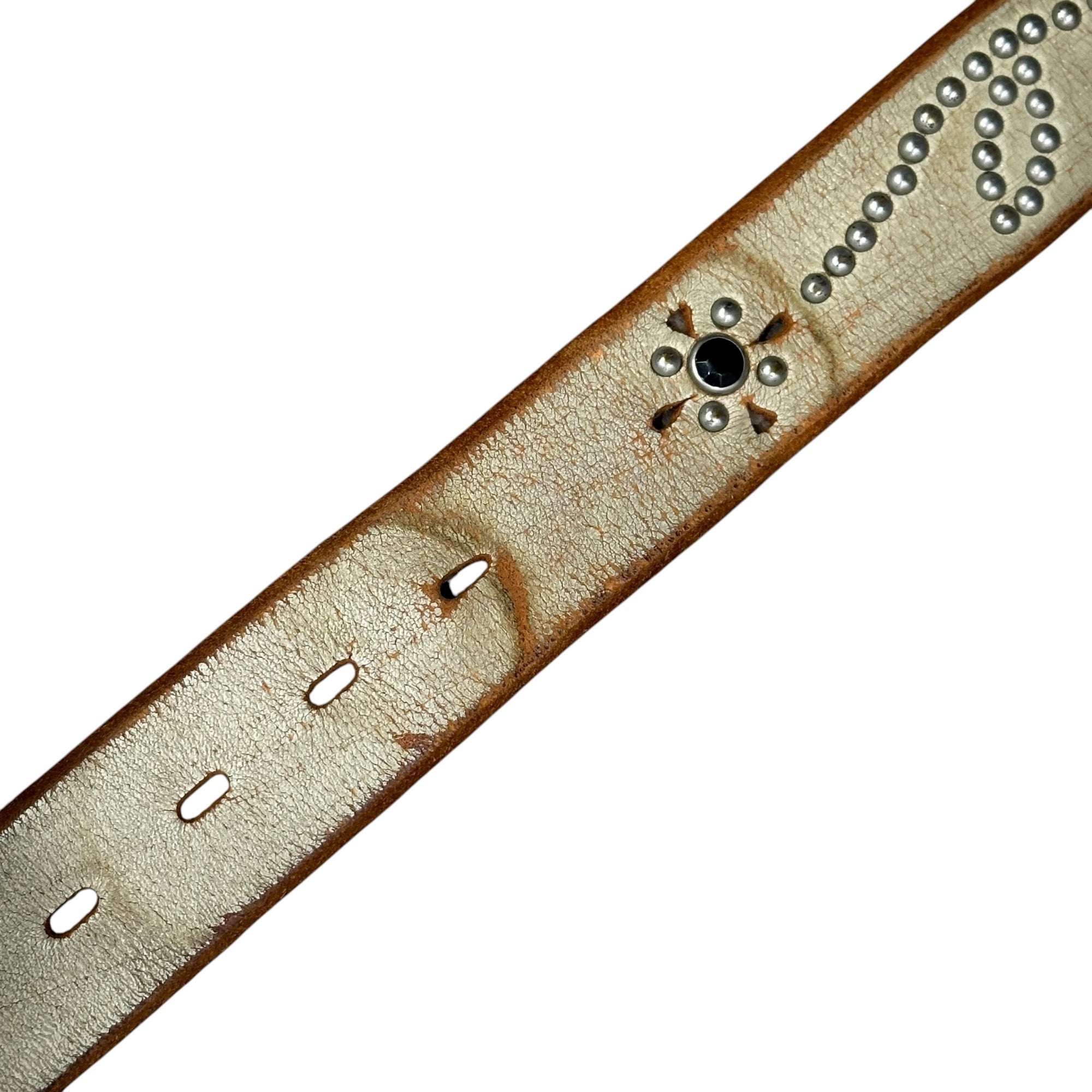 Hawk company(ホークカンパニー) Studded Leather Belt スタッズ レザー ベルト L ホワイト