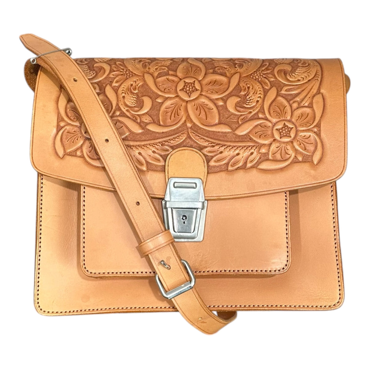 Katsuyuki Yoshida for COMME des GARCONS(カツユキヨシダフォーコムデギャルソン) 1990's~2000's Aoyama Original Floral Carved Leather Shoulder Bag 青山オリジナル フローラル レザーカービング ショルダー バッグ ブラウン 90年代～