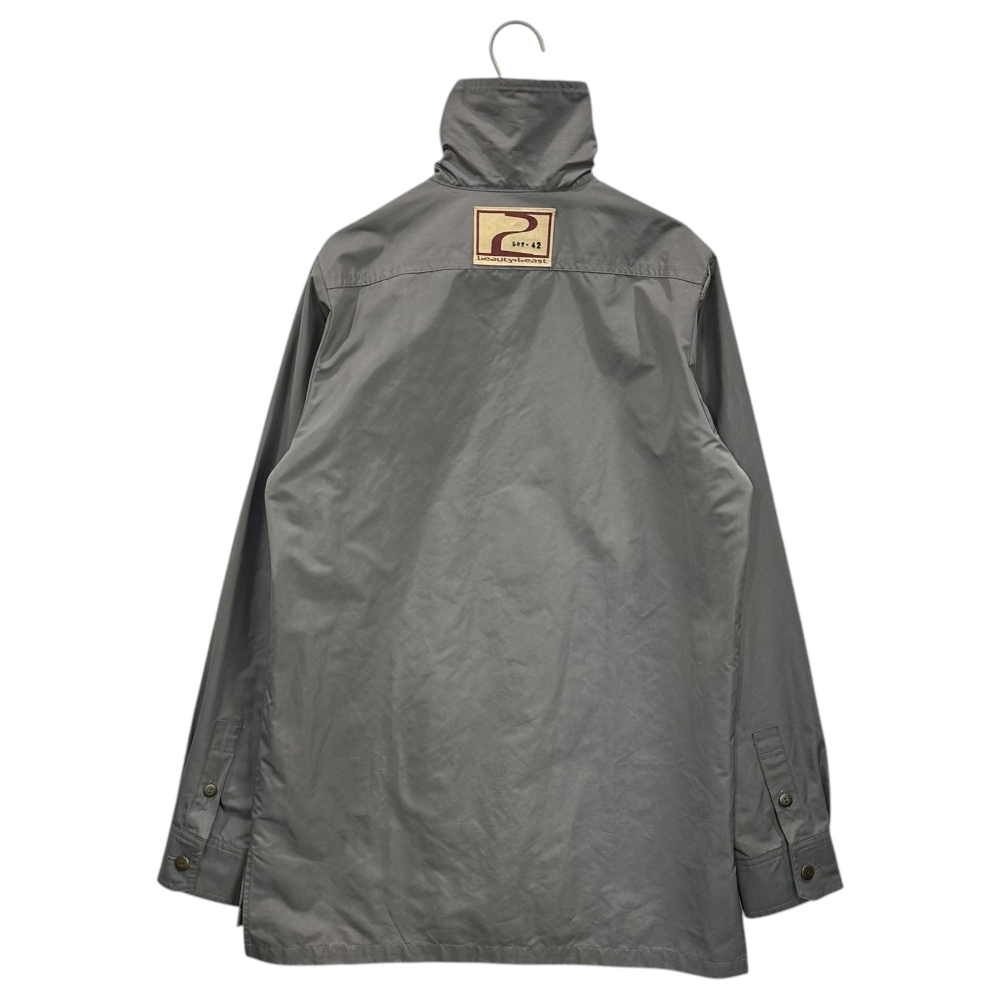 2 beauty:beast(オルソービューティービースト) 1990's Back Patch Decorative Zip-Up Polyester Jacket 90年代 背面パッチ 装飾 ジップアップ ポリ ジャケット II136-47301JJ 2(M程度) グレー