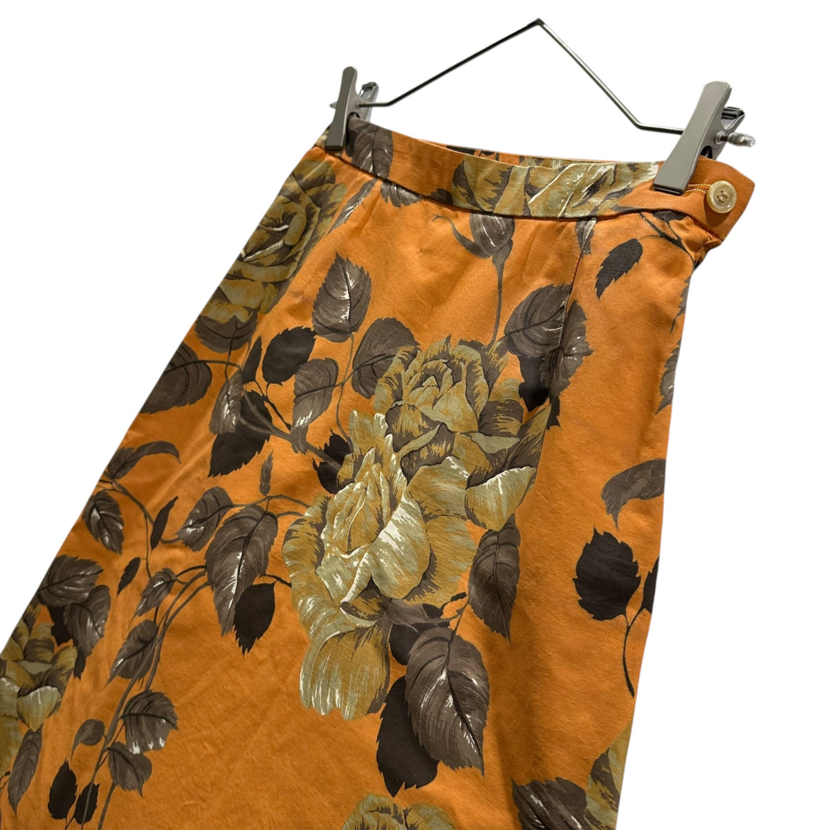 JUNYA WATANABE COMME des GARCONS(ジュンヤワタナベコムデギャルソン) 1997SSRose-Patterned Hem-Paneled Long Skirt 薔薇柄 裾切替 ロング スカート JS-04020M M オレンジ×ブラウン AD1996 90s アーカイブ