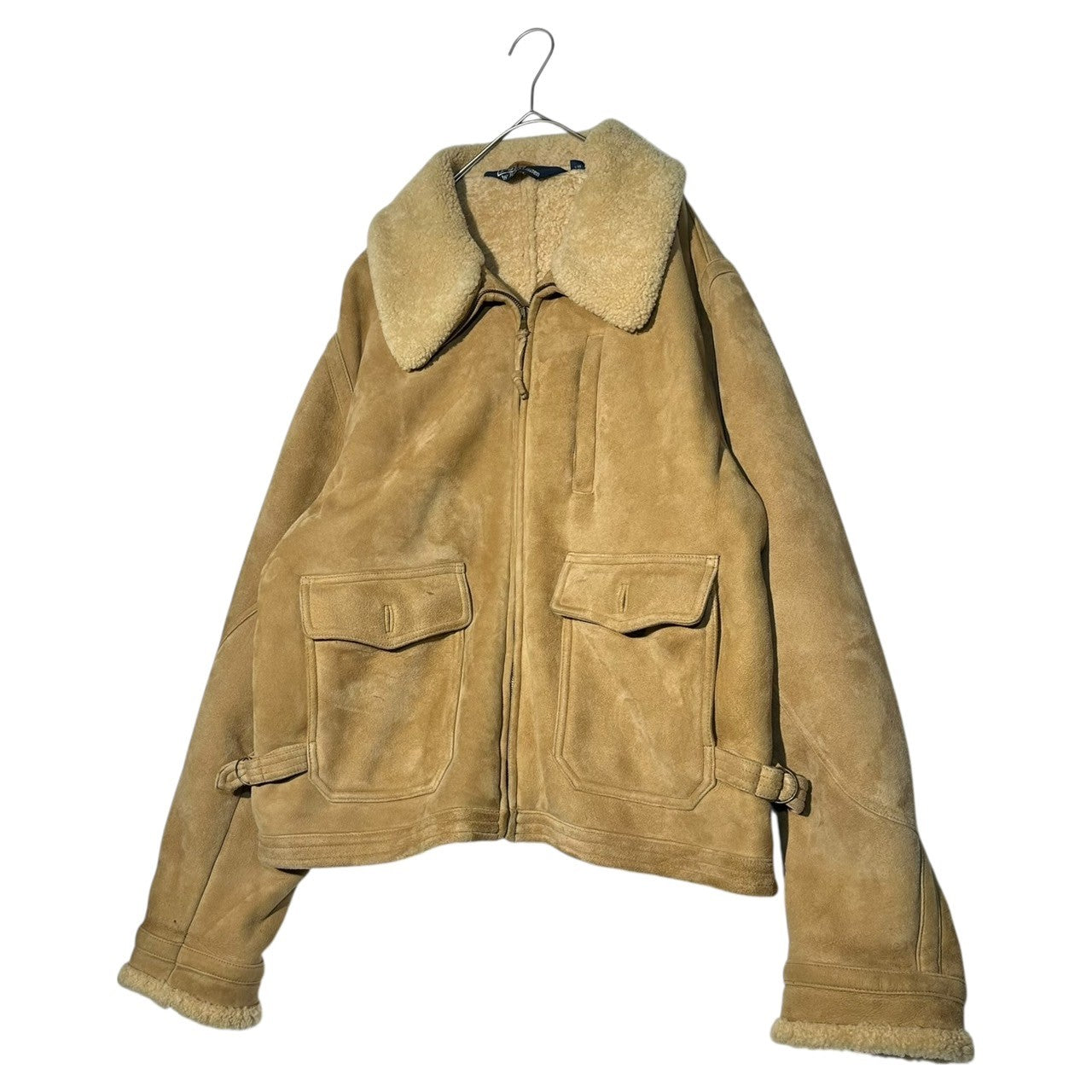POLO RALPH LAUREN(ポロラルフローレン) 90's Genuine mouton Front Pocket Sheepskin Half Coat 90年代 本ムートン フロント ポケット ムートン ハーフ コート JR-RL-SA3962 LL ベージュ インパクト21タグ