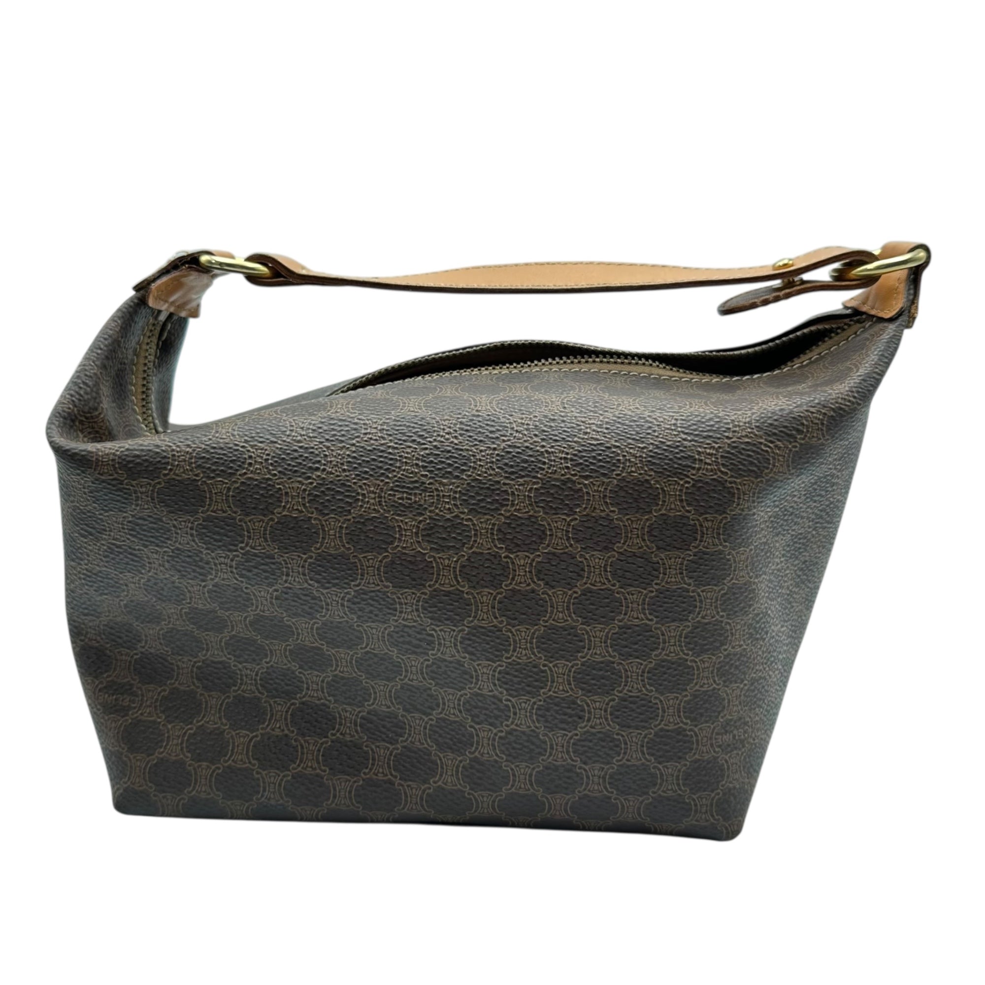 CELINE(セリーヌ) 90's Macadam Accessory Pouch Mini Handbag 90年代 マカダム アクセサリー ポーチ ミニ ハンドバッグ M14 ブラウン バニティ