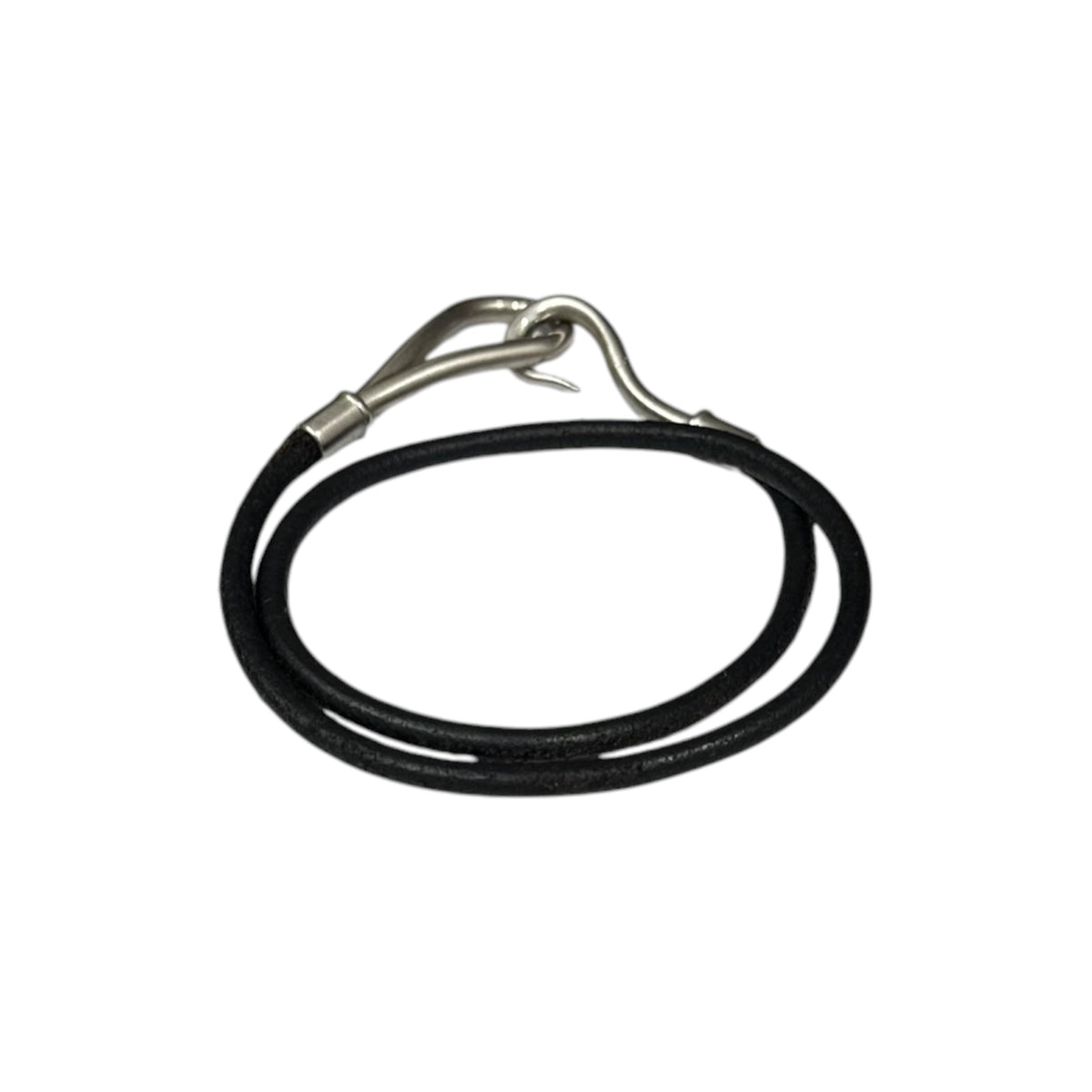 HERMES(エルメス) Jumbo Double Tour bracelet ジャンボ レザーブレスレット ドゥブルトゥール ブラック×シルバー