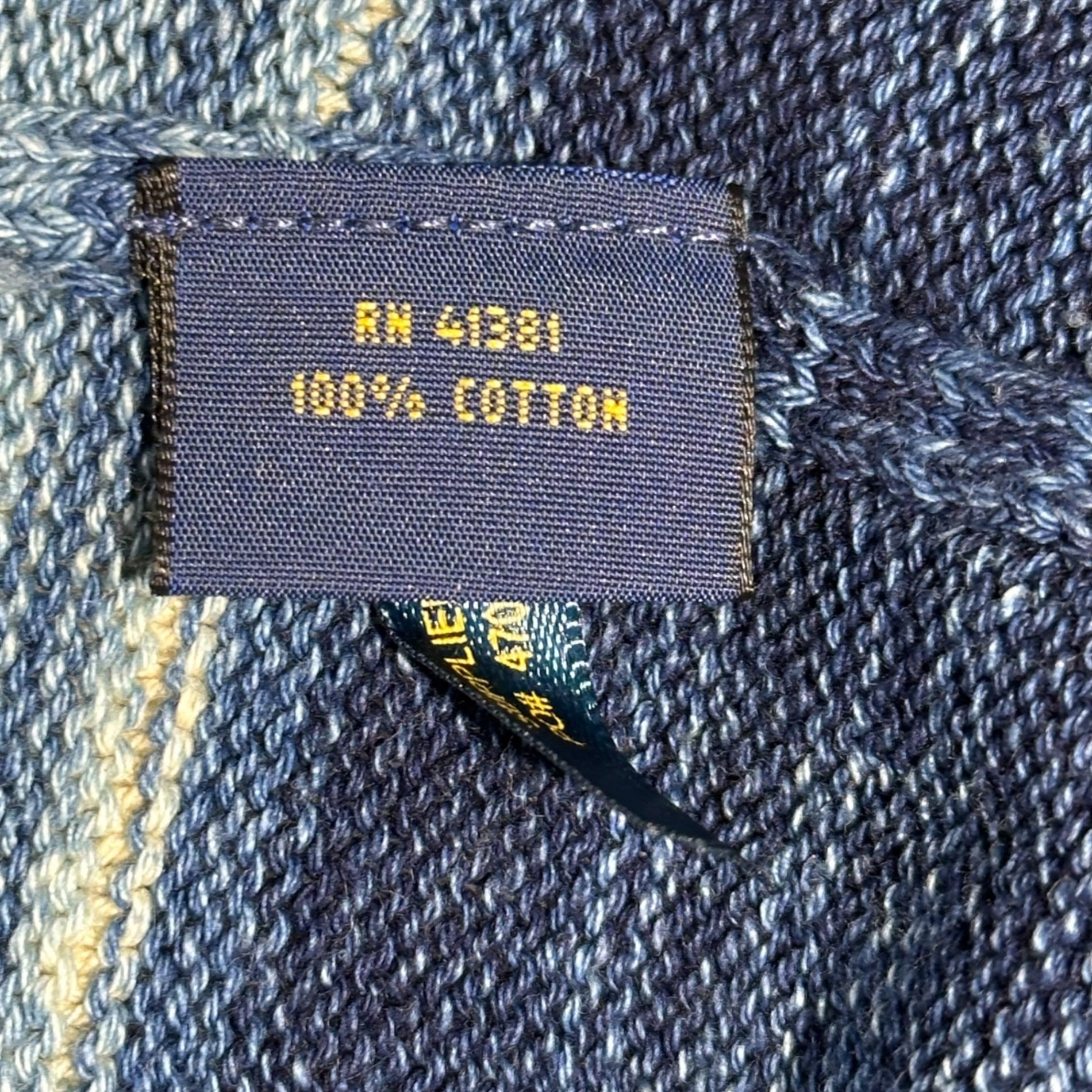 POLO RALPH LAUREN(ポロラルフローレン) Indigo-dyed Vintage-Processed Striped Crewneck Knit　インディゴニット ヴィンテージ 加工 ボーダー クルーネック ニット Ｌ インディゴ