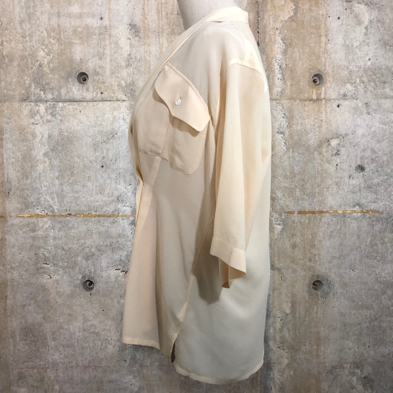 JIL SANDER+(ジルサンダープラス) 90'sシルクテーラードカラーダブル半袖シャツ 36(Sサイズ程度)※メンズでも着れるサイズ感 ベージュ 本人期 ヴィンテージ