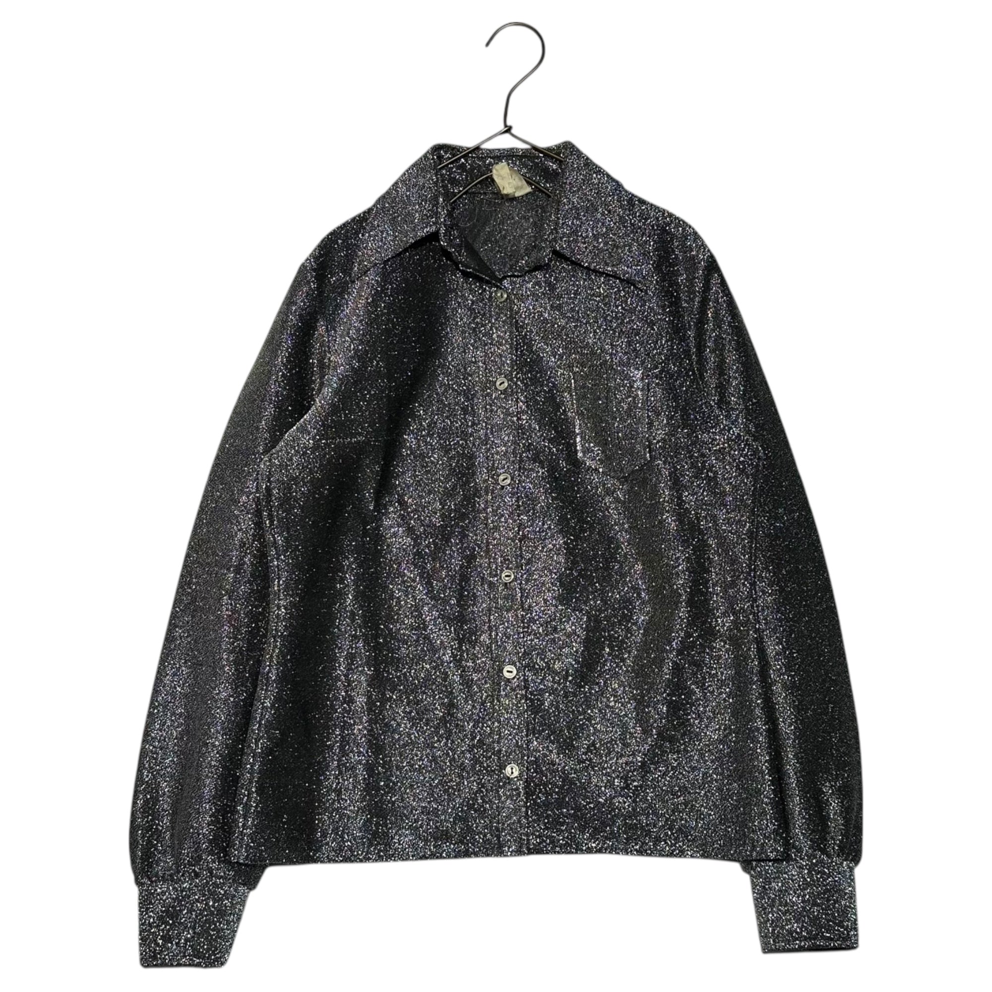 Euro vintage(ヨーロッパヴィンテージ) France 70's metallic dance shirt メタリックなダンスシャツ 40(L程度) シルバー