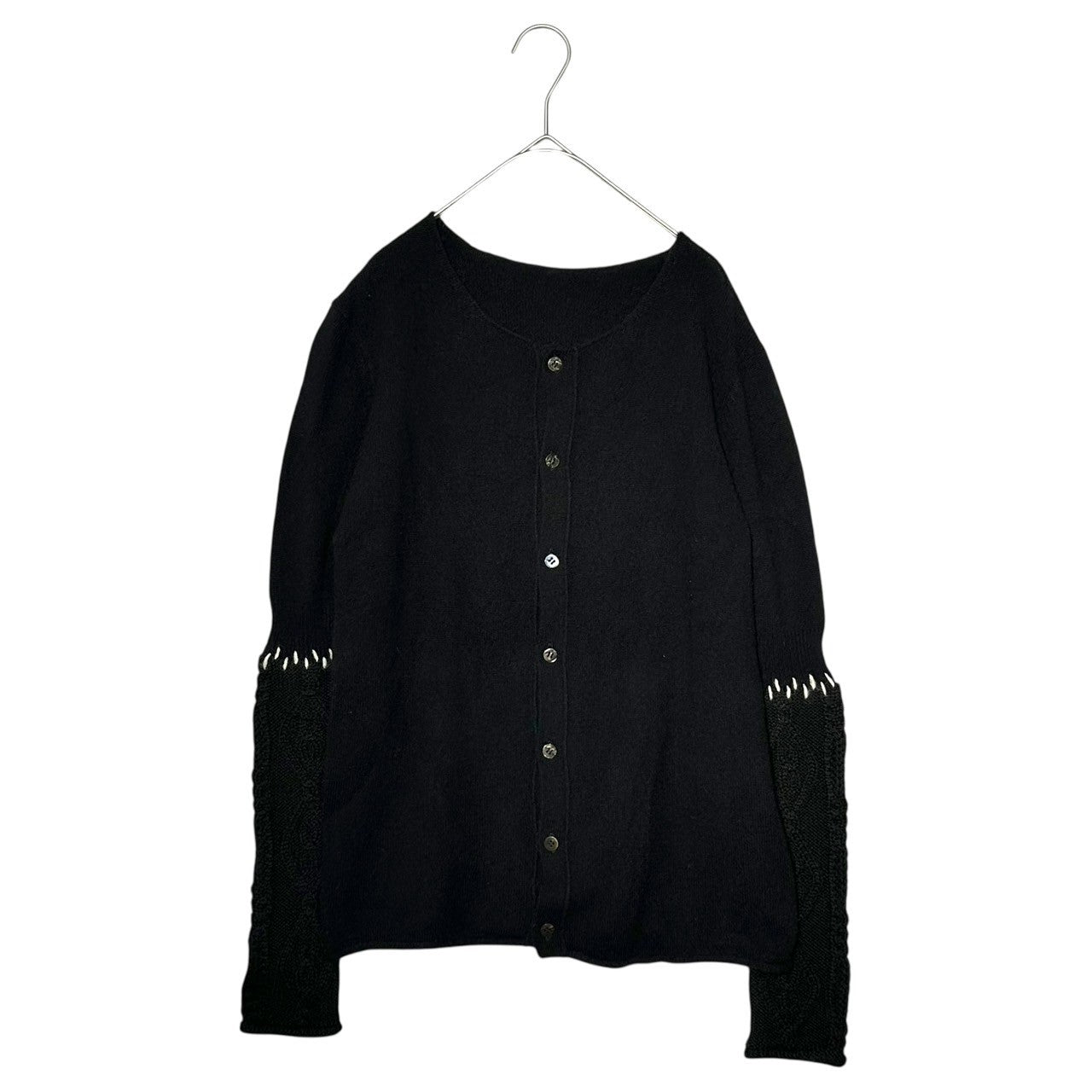 Y's(ワイズ) Sleeve Cable-Switch Wild Stitch Knit Cardigan 袖 ケーブル 切替 ワイルド ステッチ ニット カーディガン YK-K19-801 2(S) ブラック